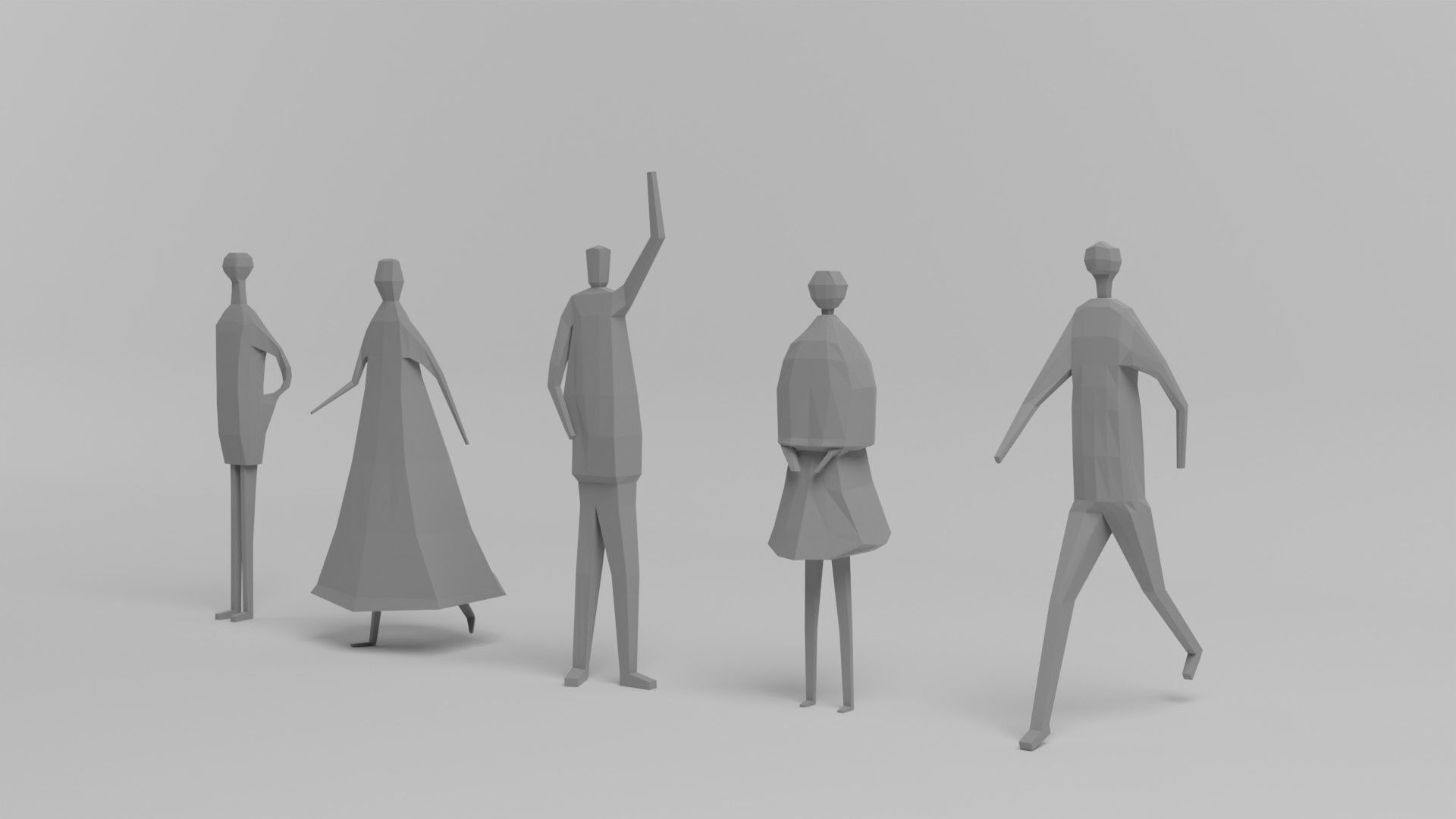 Low poly people - Sanaa human 3D Low-poly 3D model_1
