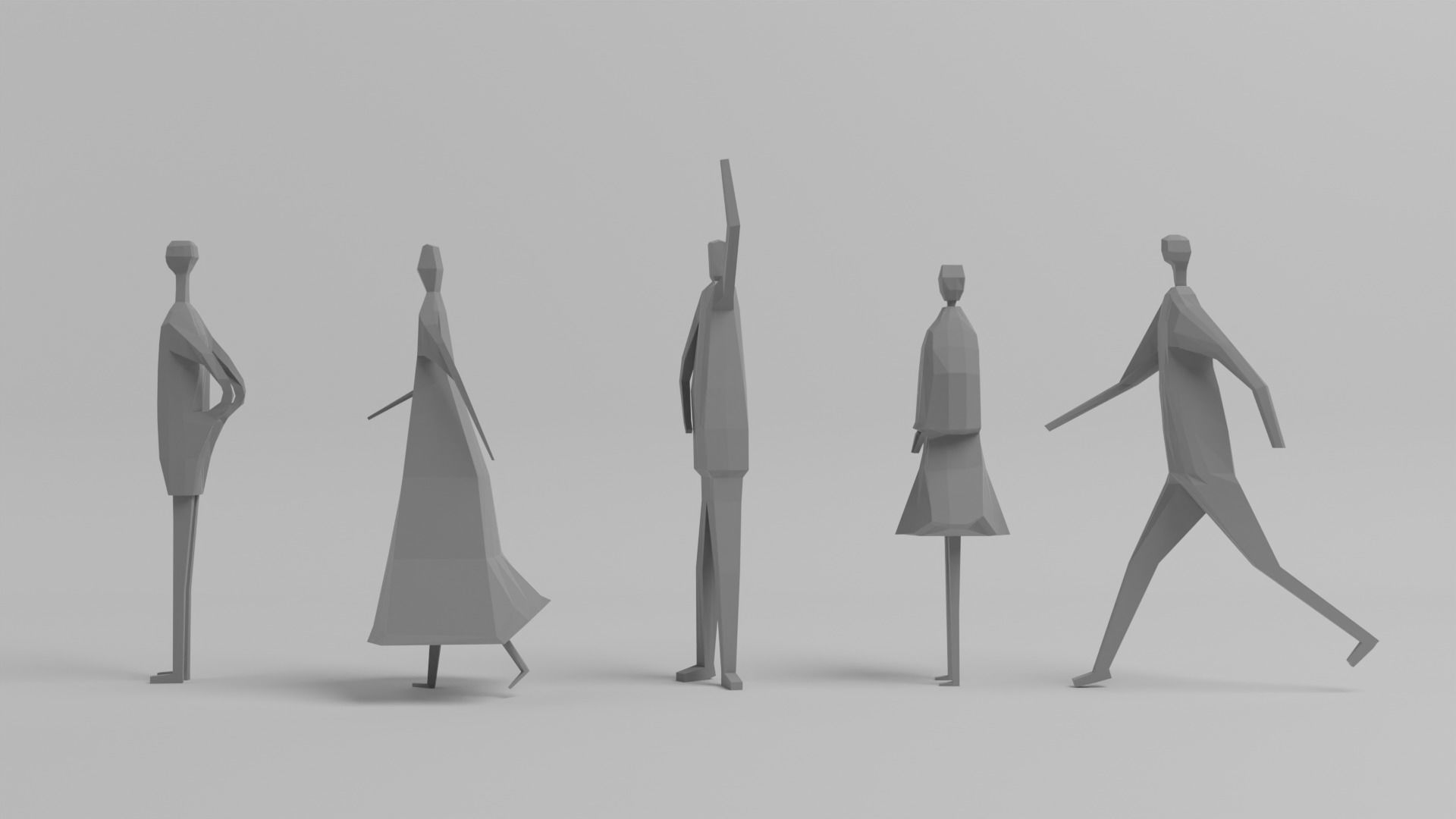 Low poly people - Sanaa human 3D Low-poly 3D model_2