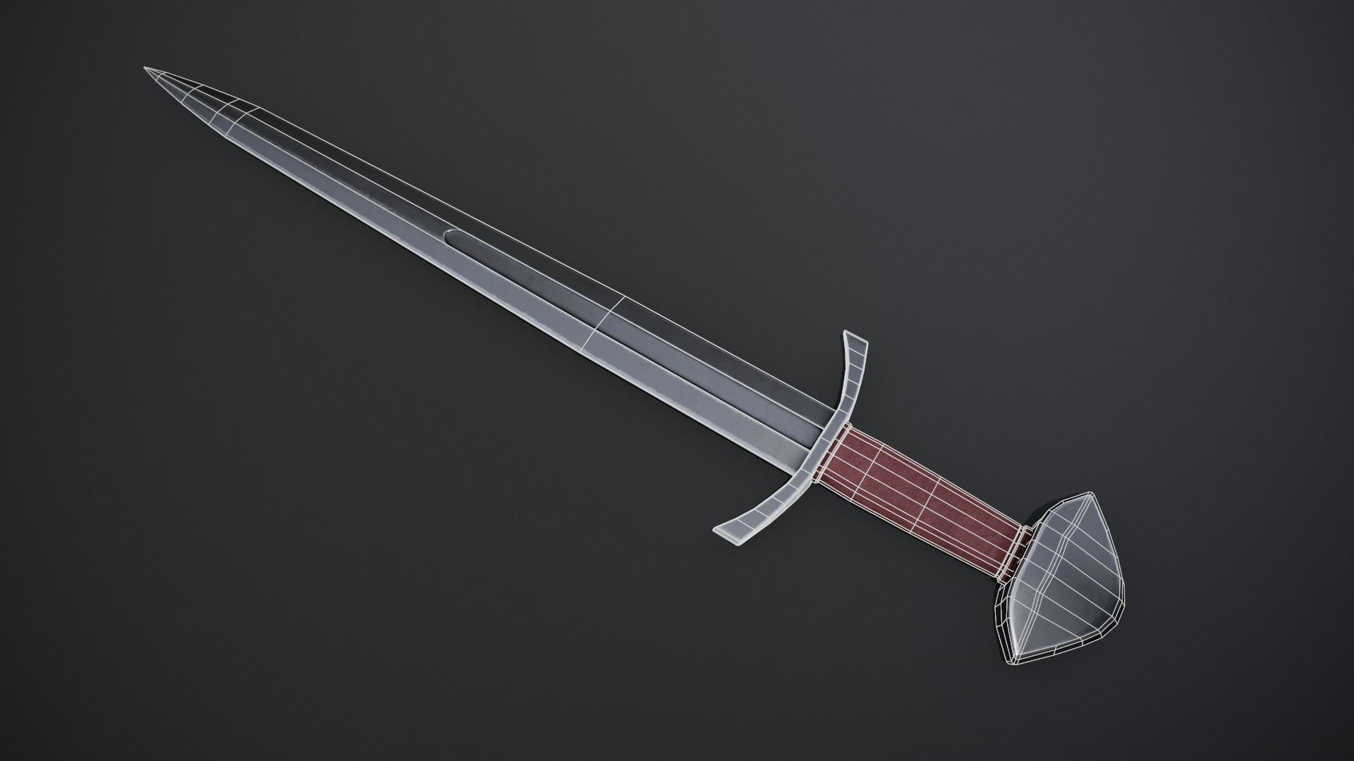 Arming Sword Low-poly 3D model_1