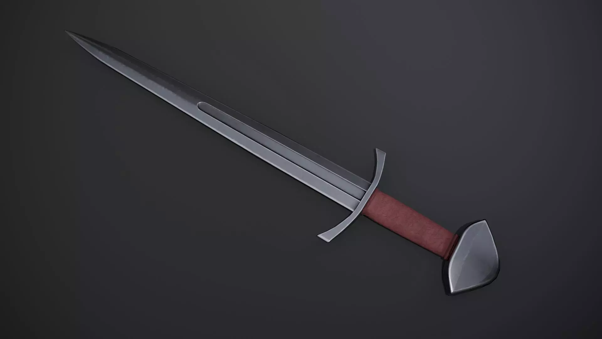 Arming Sword Low-poly 3D model_0