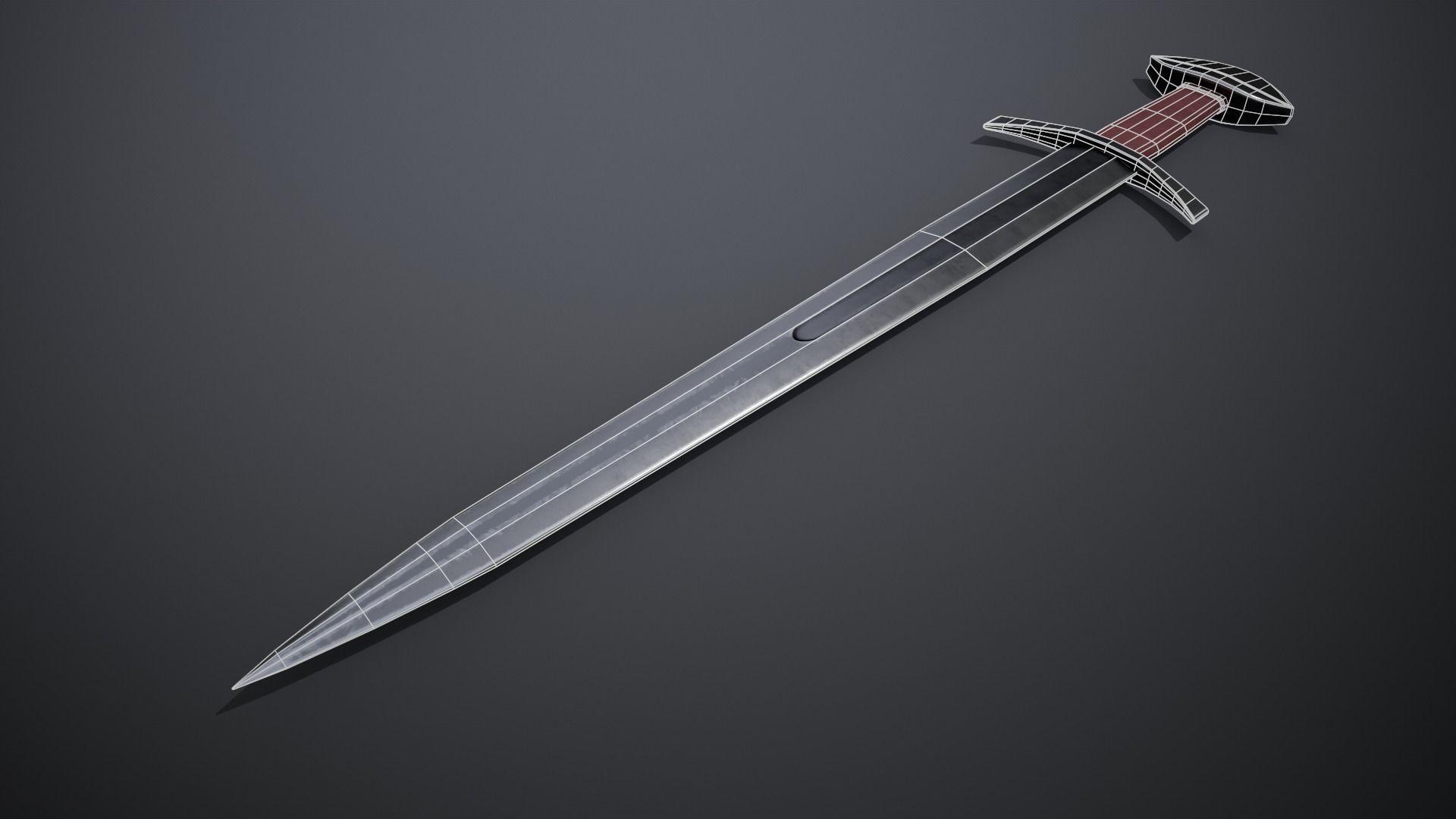 Arming Sword Low-poly 3D model_3