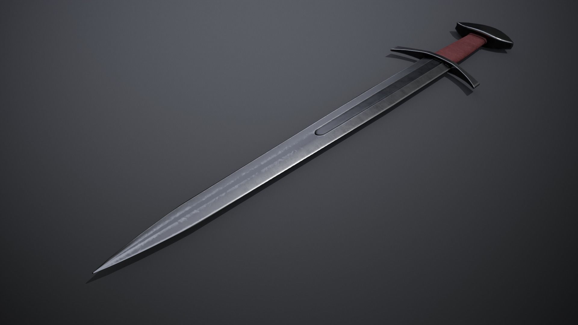 Arming Sword Low-poly 3D model_2