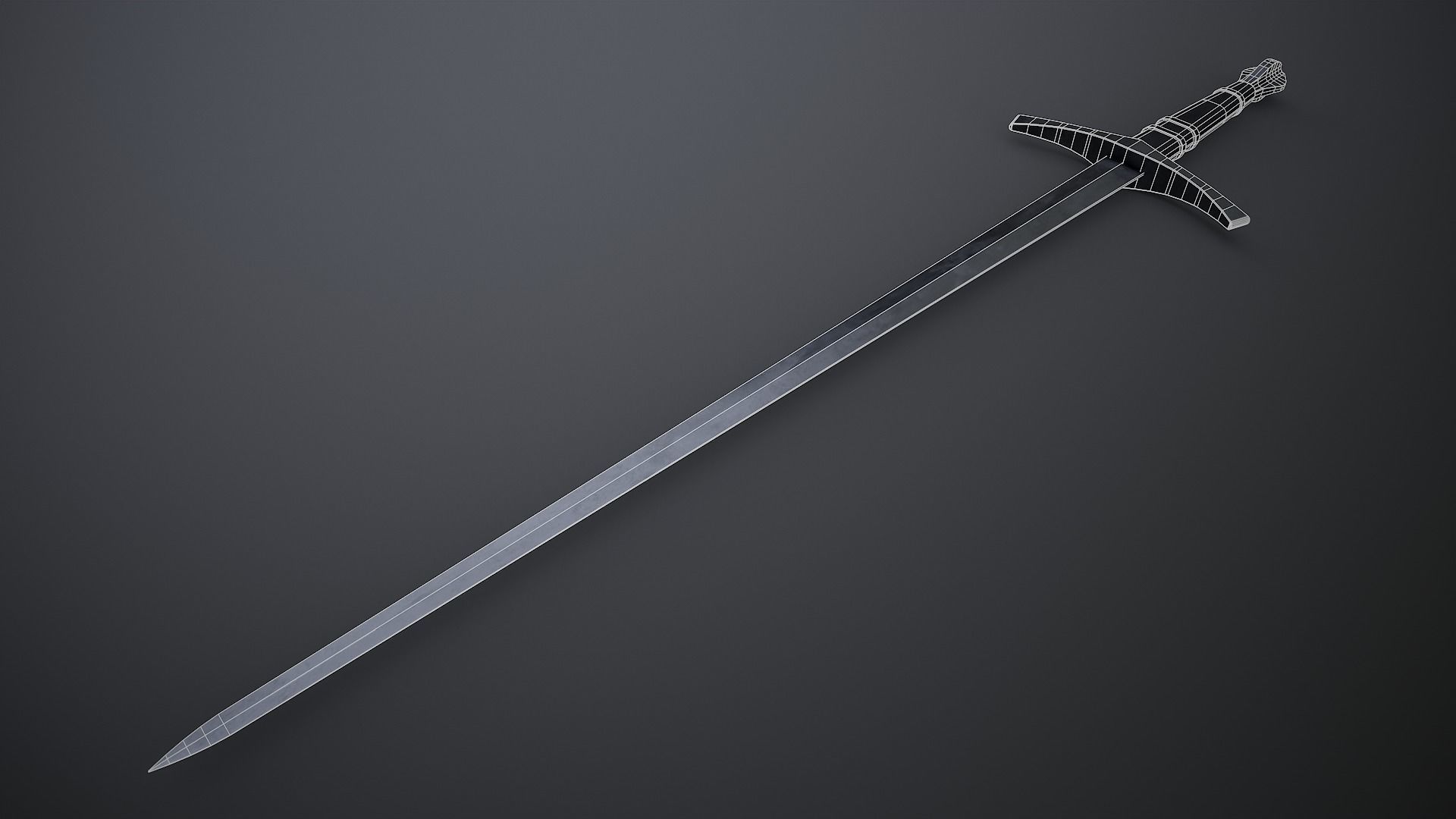 Longsword Low-poly 3D model_3
