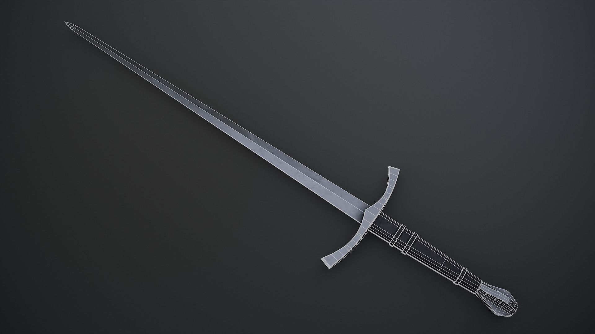 Longsword Low-poly 3D model_1