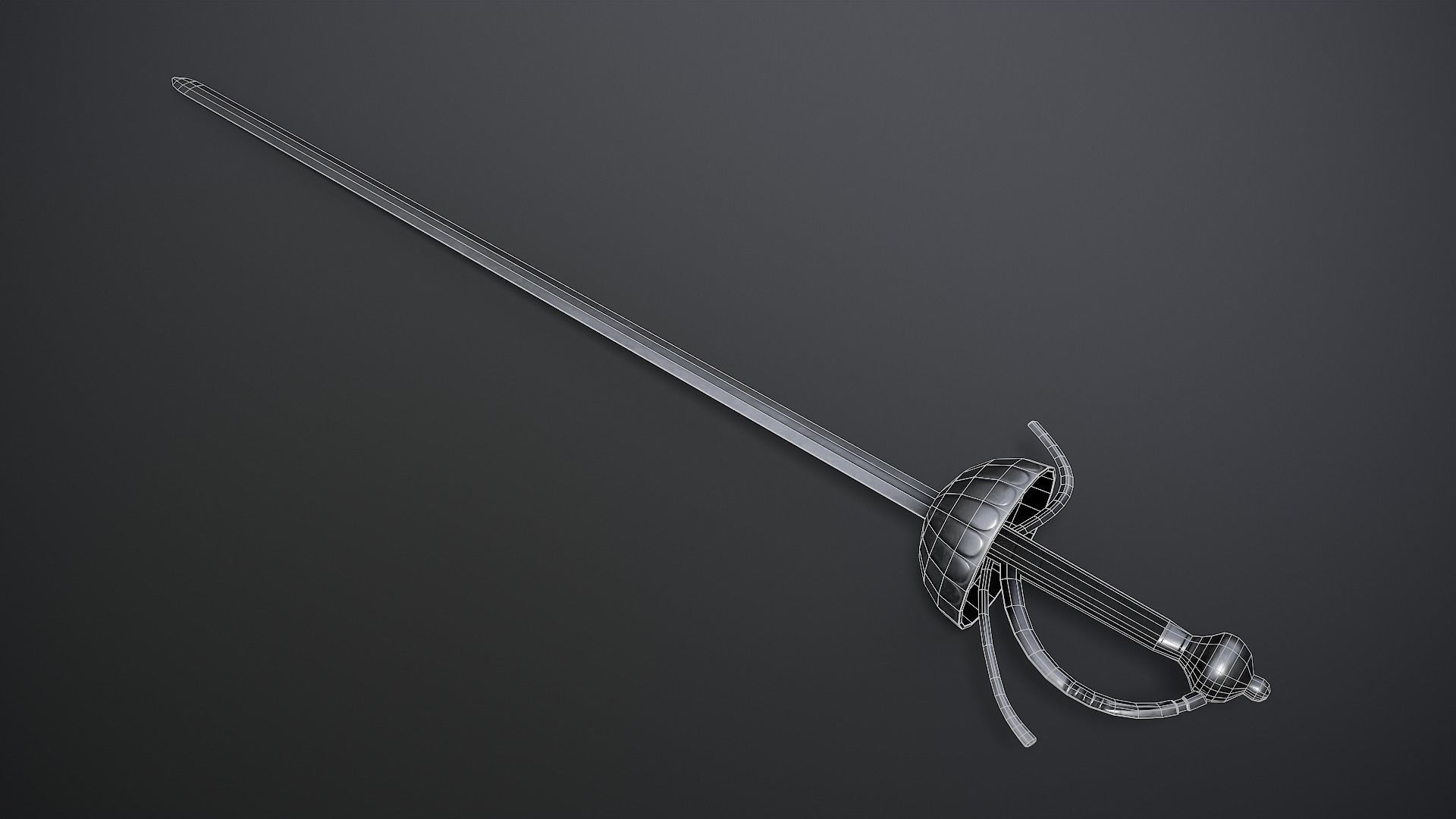 Rapier Sword Low-poly 3D model_1