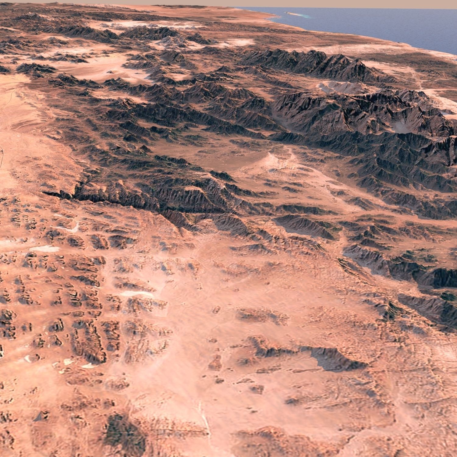 NEOM LINE city terrain model in Saudi Arabia desert 3D model_2