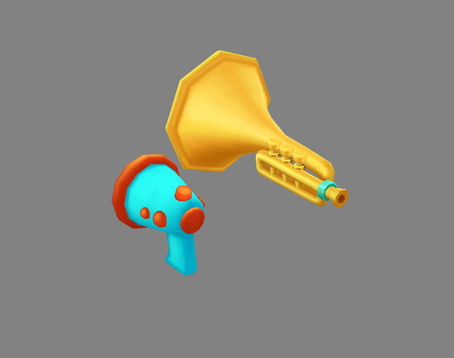 Cartoon megaphone - horn trumpet Low-poly 3D model_1