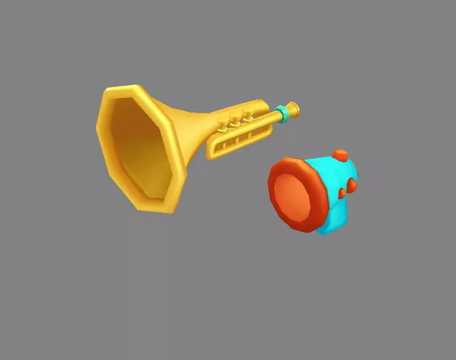 Cartoon megaphone - horn trumpet Low-poly 3D model_0