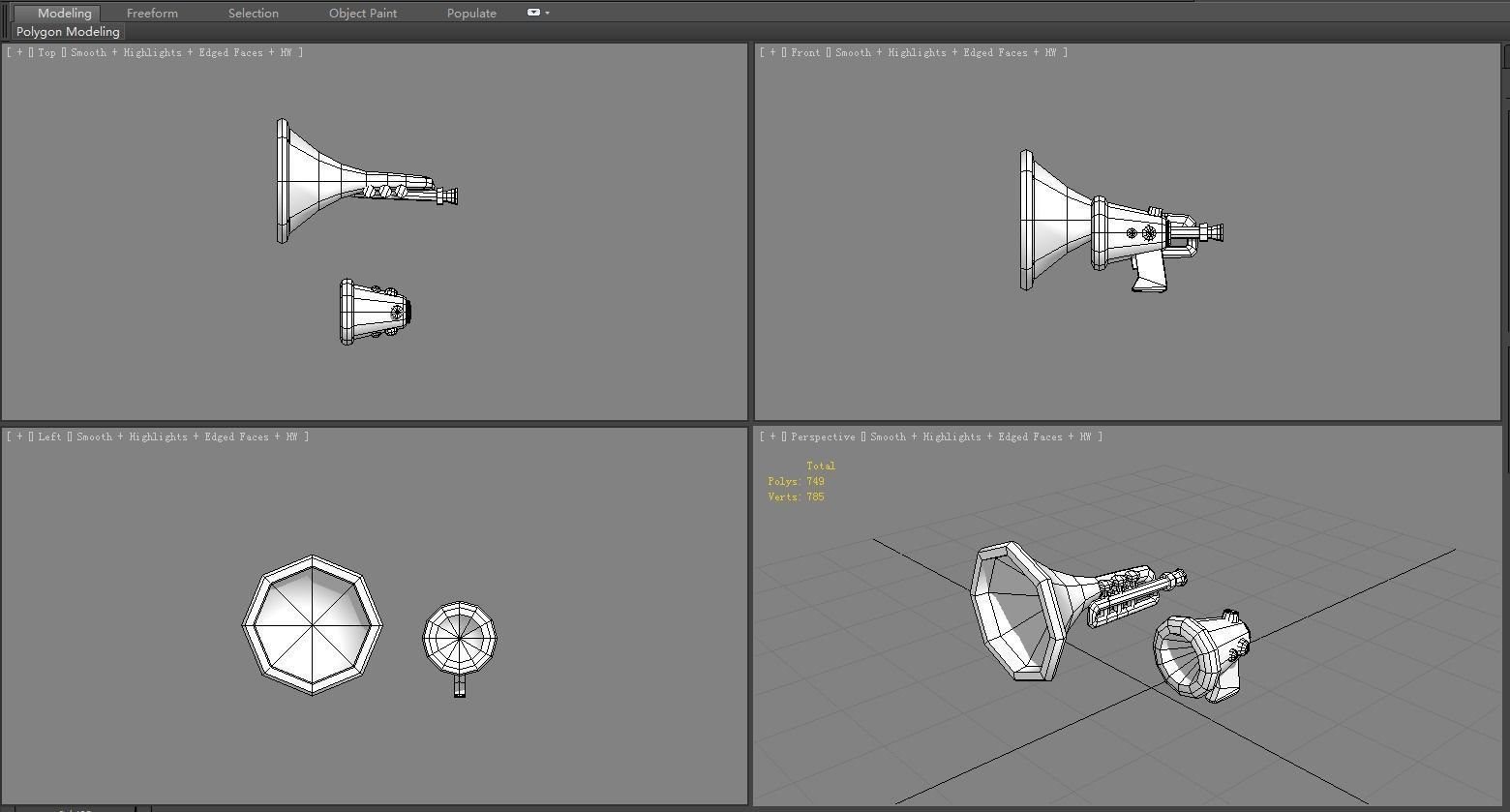 Cartoon megaphone - horn trumpet Low-poly 3D model_5