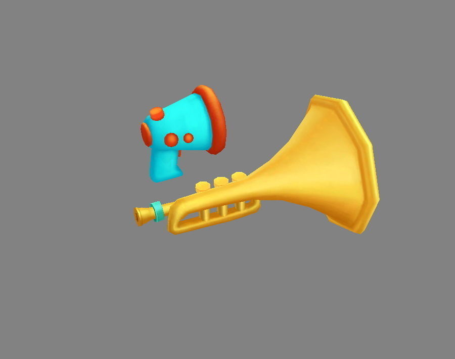 Cartoon megaphone - horn trumpet Low-poly 3D model_2