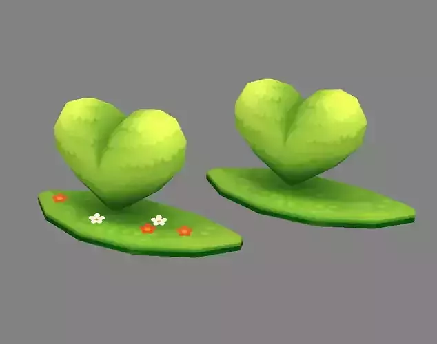 Cartoon Green Belt - Heart-shaped Grass Low-poly 3D model