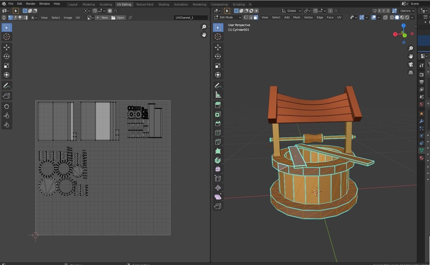 Well or Pit Low-poly 3D model_2