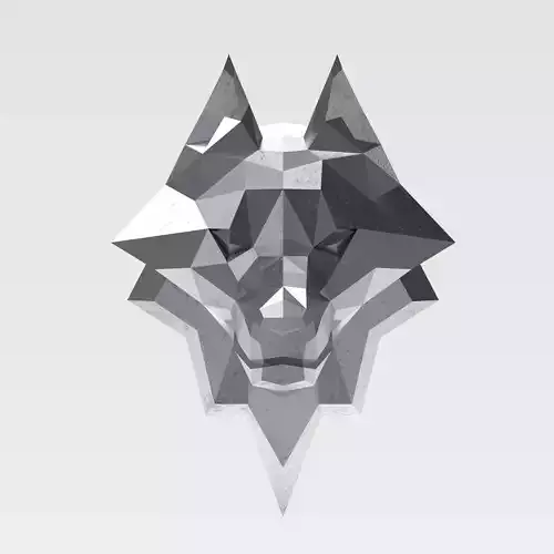 3D Printable polygonal wolf head model