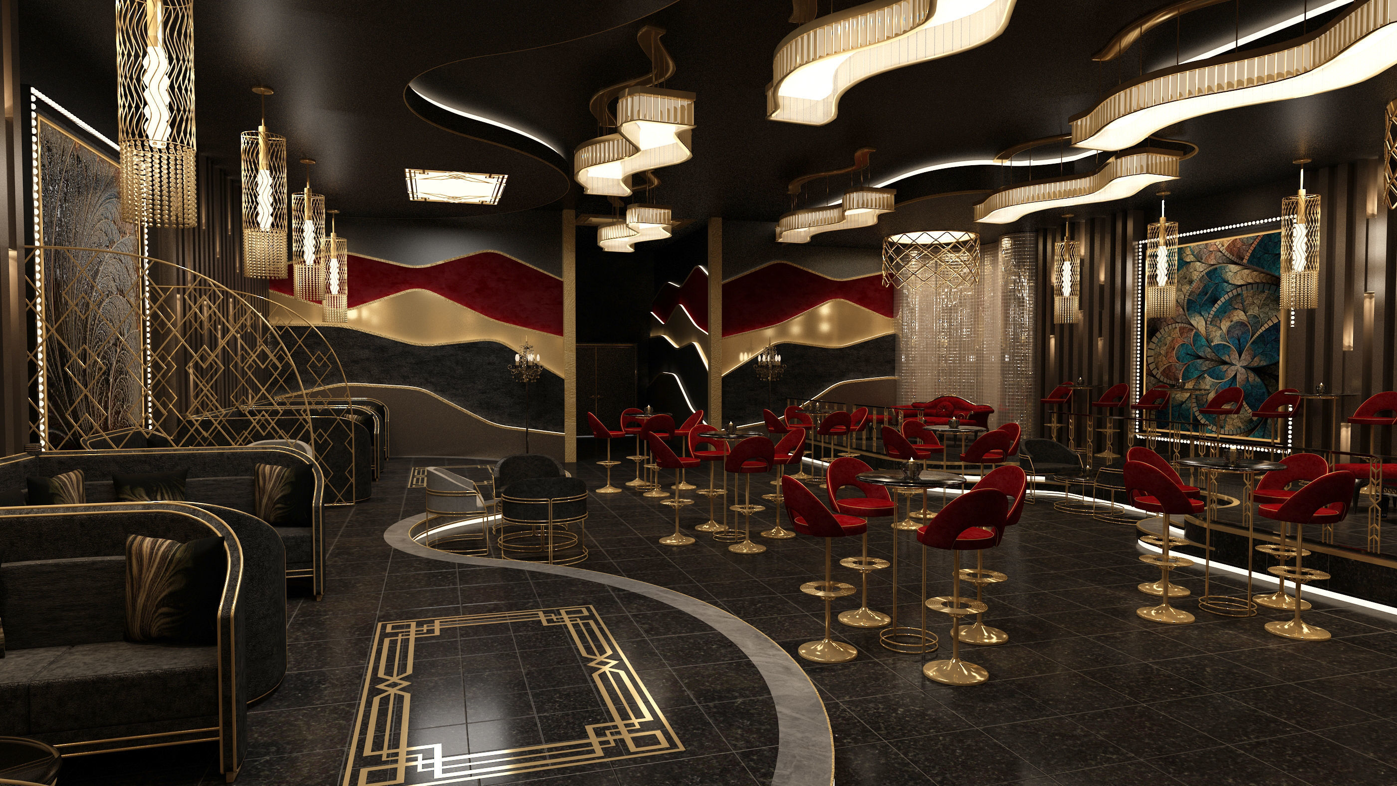 Luxury nightclub bar interior design 3D model | CGTrader