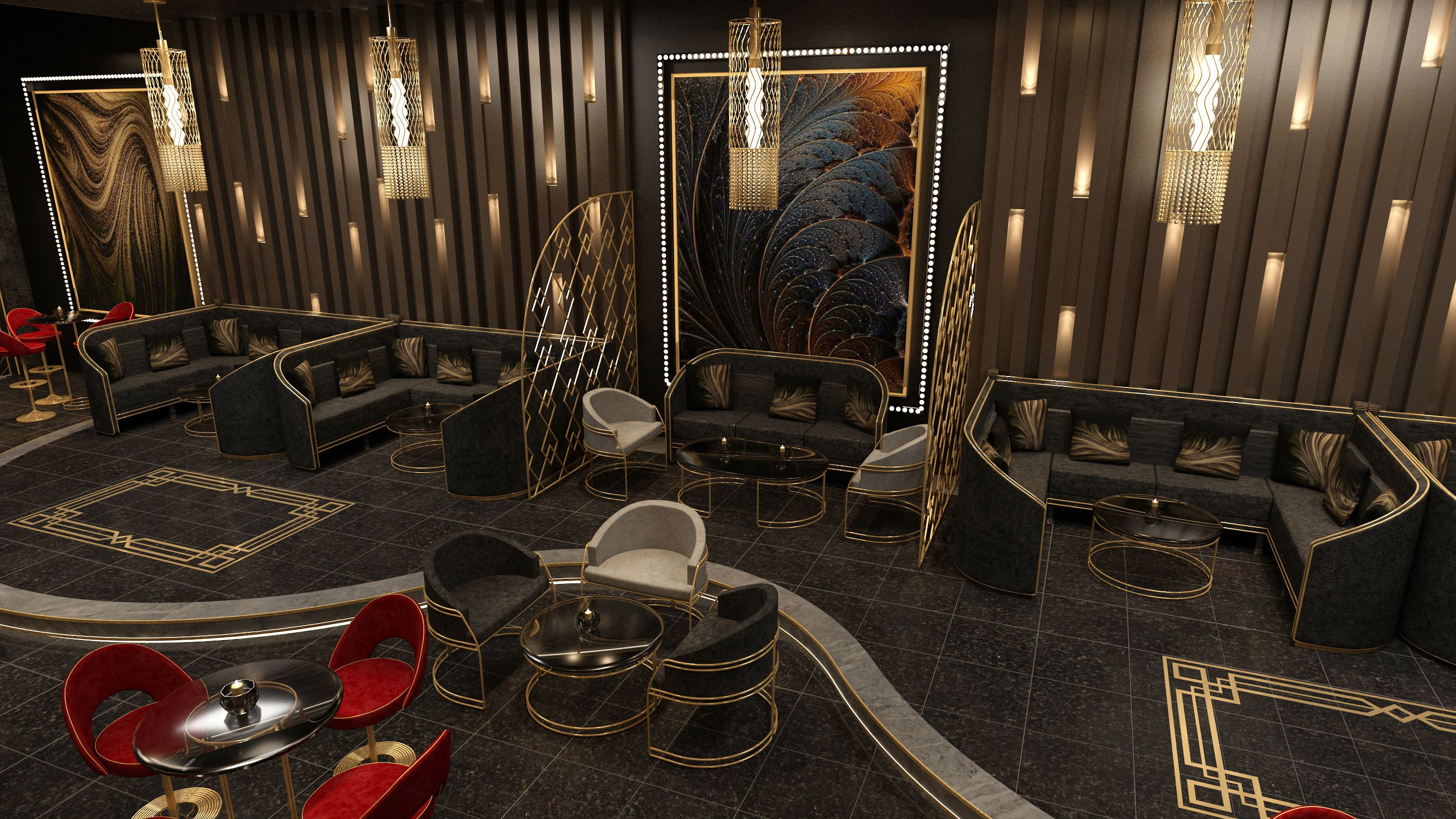 Luxury nightclub bar interior design 3D model | CGTrader