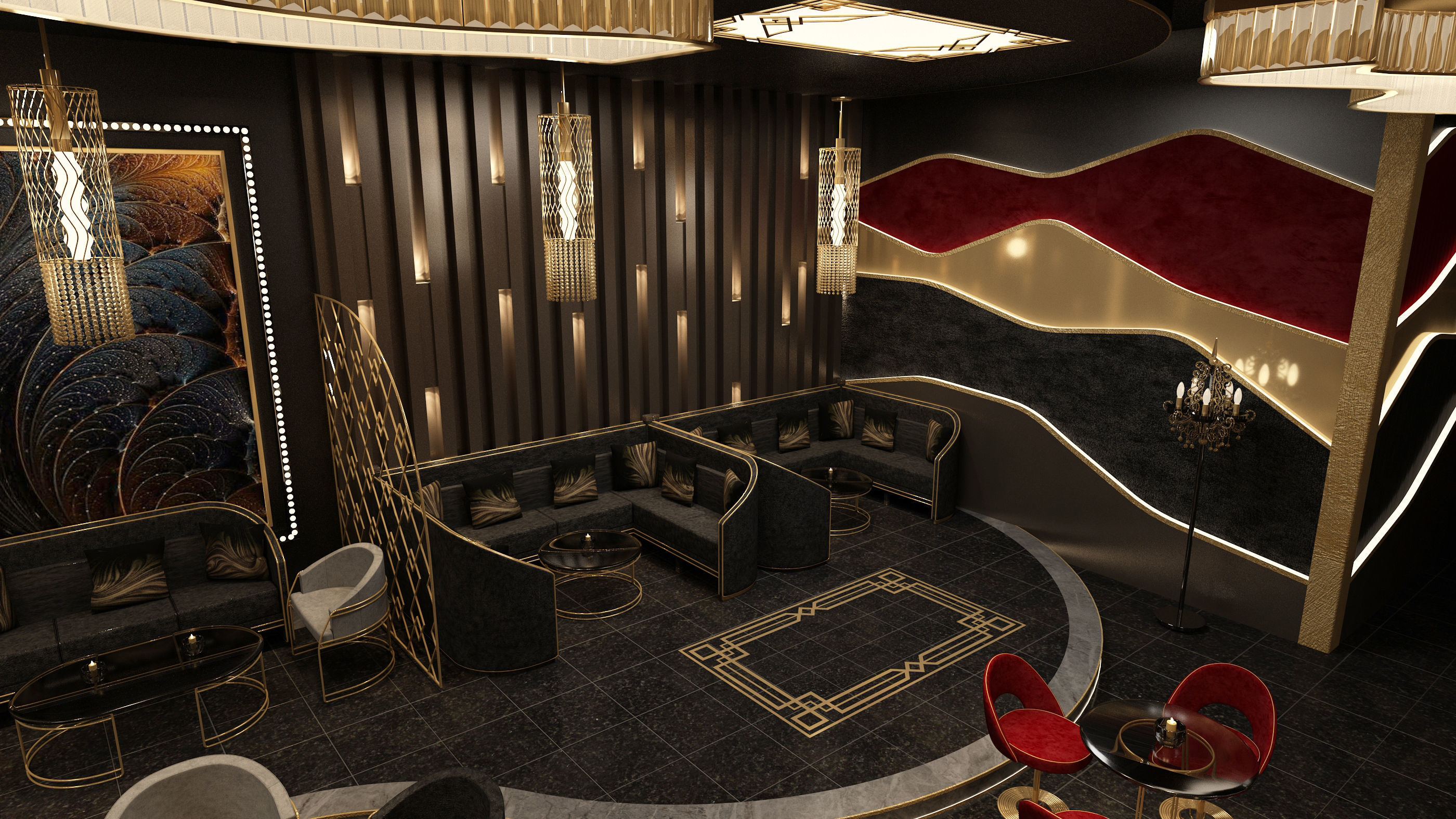 Luxury nightclub bar interior design 3D model | CGTrader