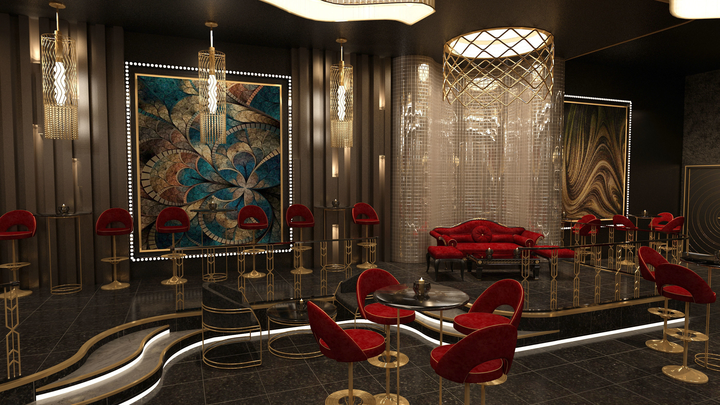 Luxury nightclub bar interior design 3D model | CGTrader