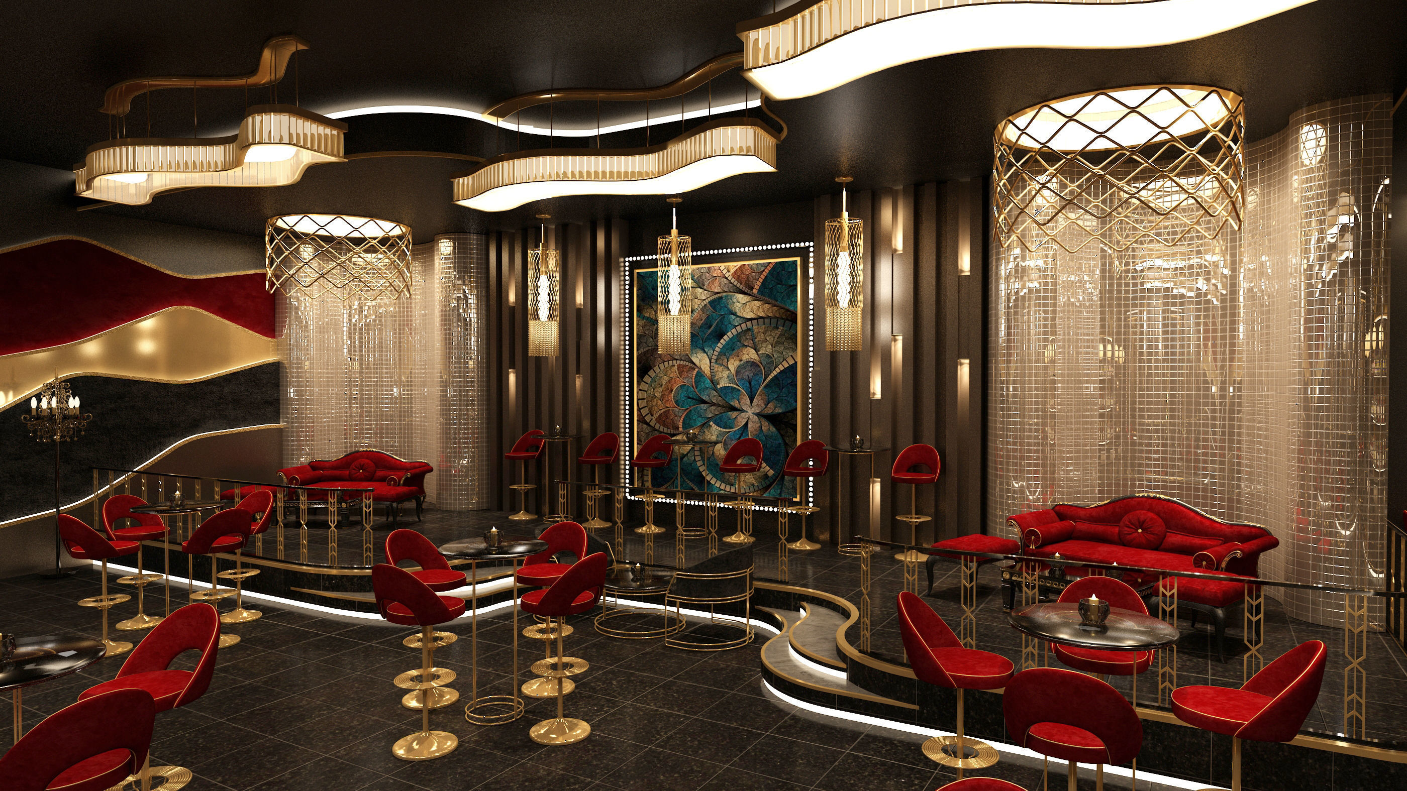 Luxury nightclub bar interior design 3D model | CGTrader