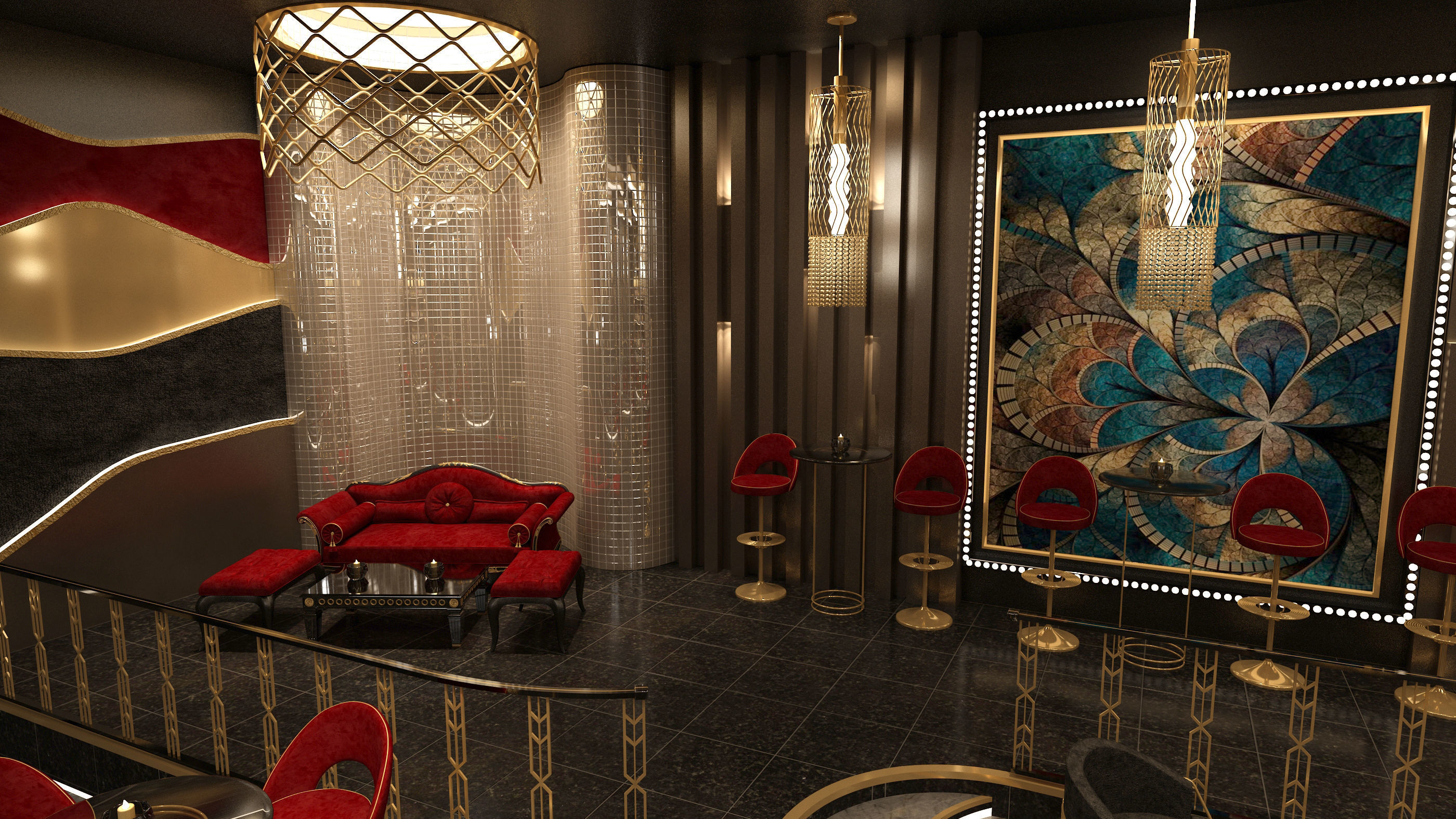 Luxury nightclub bar interior design 3D model | CGTrader