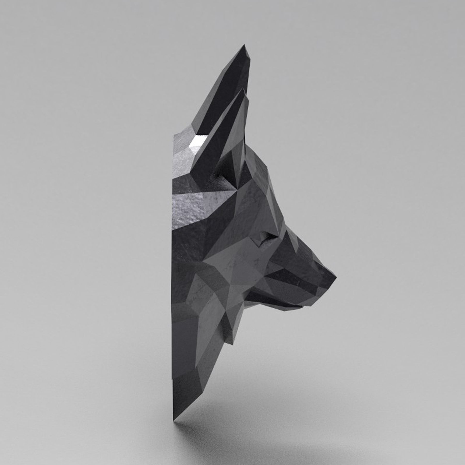 3D Printable polygonal fox head model 3D print model_21