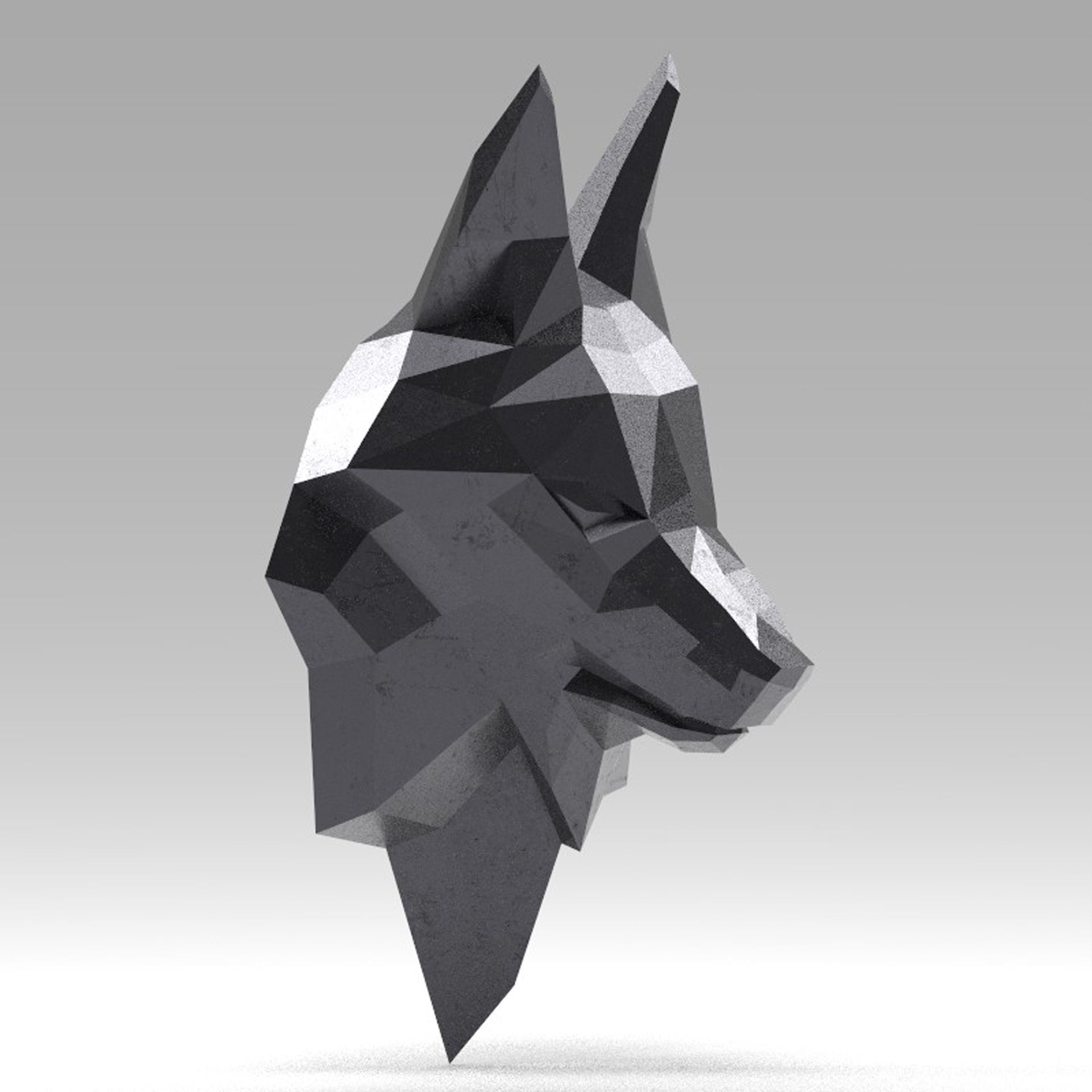 3D Printable polygonal fox head model 3D print model_20