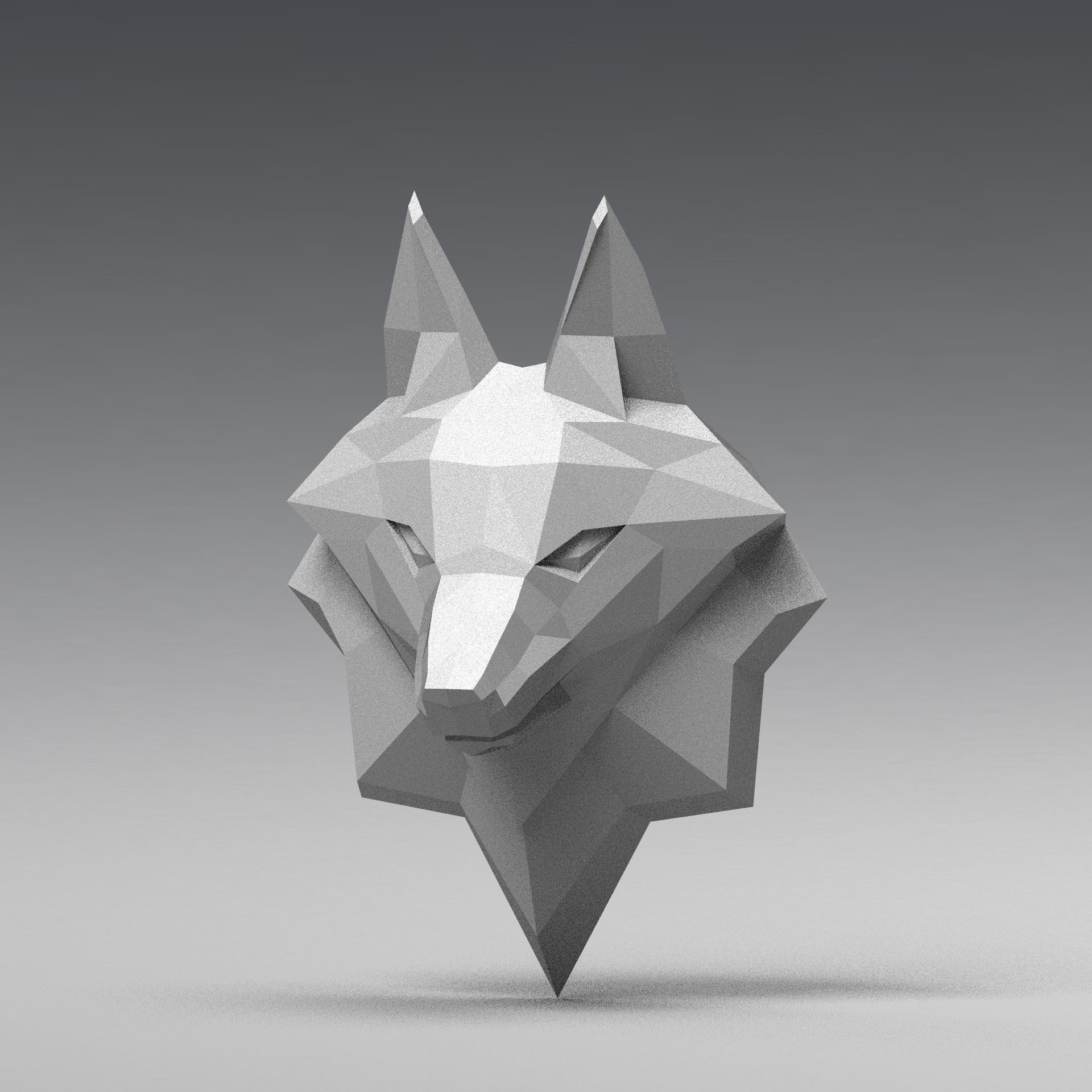 3D Printable polygonal fox head model 3D print model_1