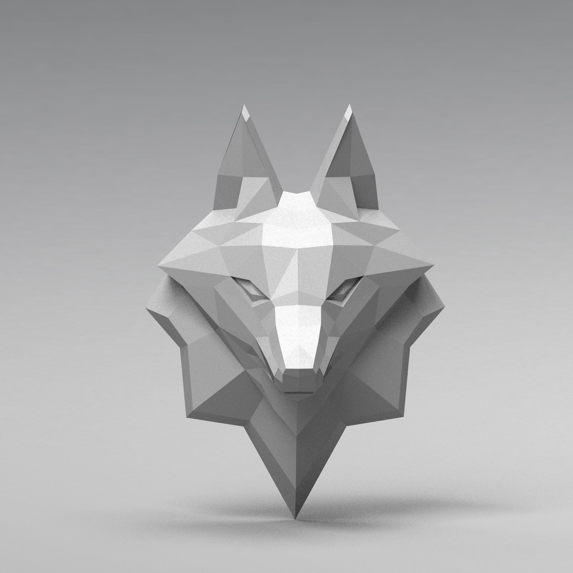 3D Printable polygonal fox head model 3D print model_12