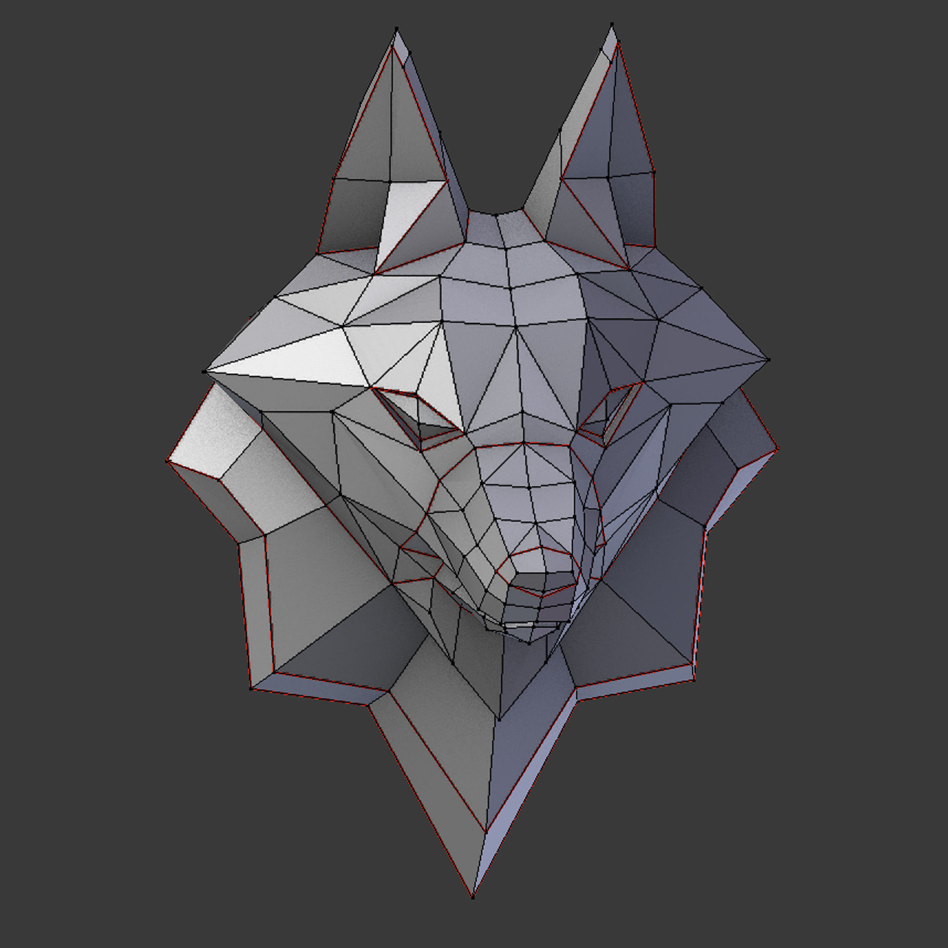 3D Printable polygonal fox head model 3D print model_18