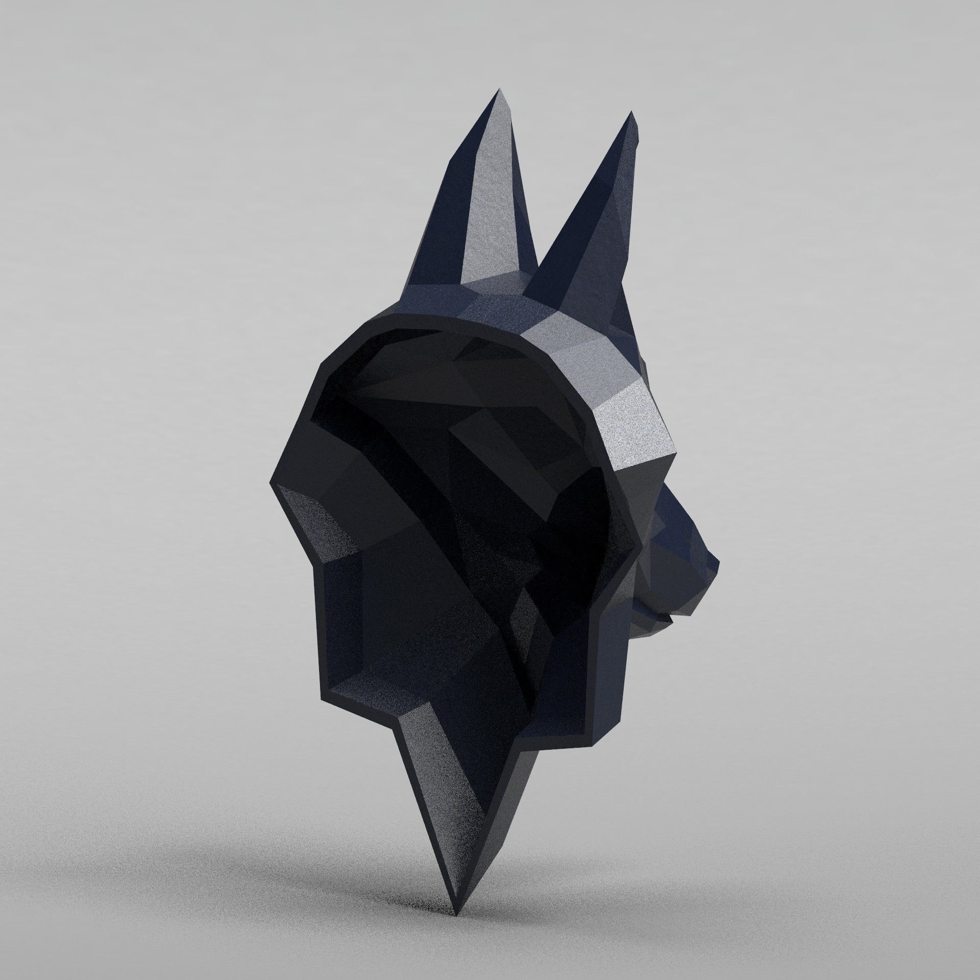 3D Printable polygonal fox head model 3D print model_8