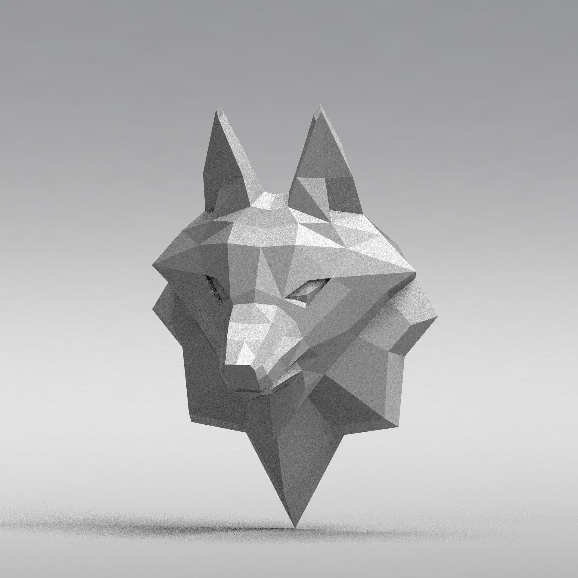 3D Printable polygonal fox head model 3D print model_14