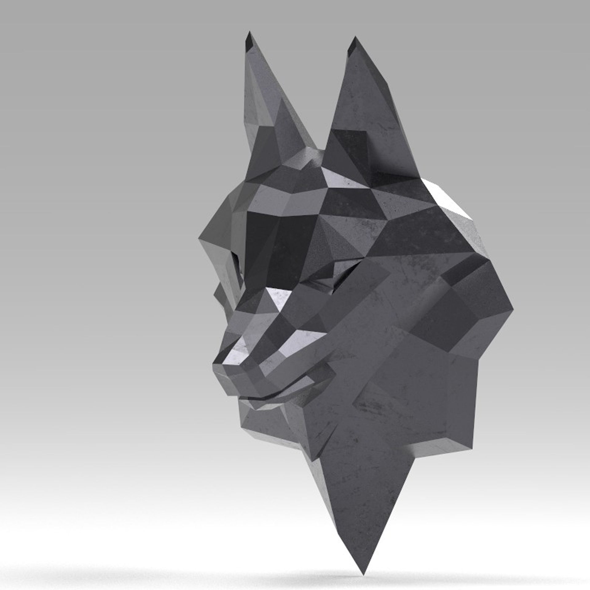 3D Printable polygonal fox head model 3D print model_4
