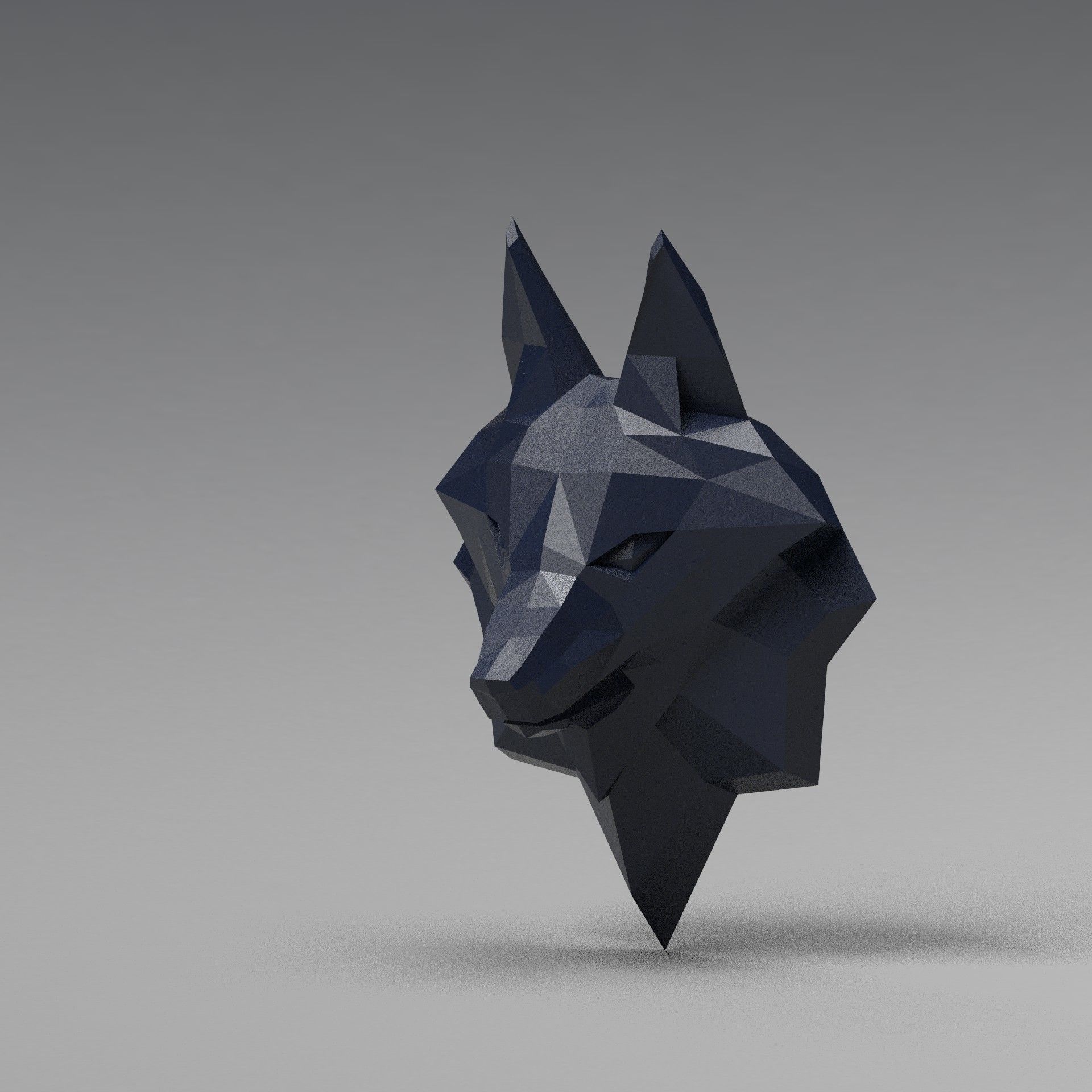 3D Printable polygonal fox head model 3D print model_24