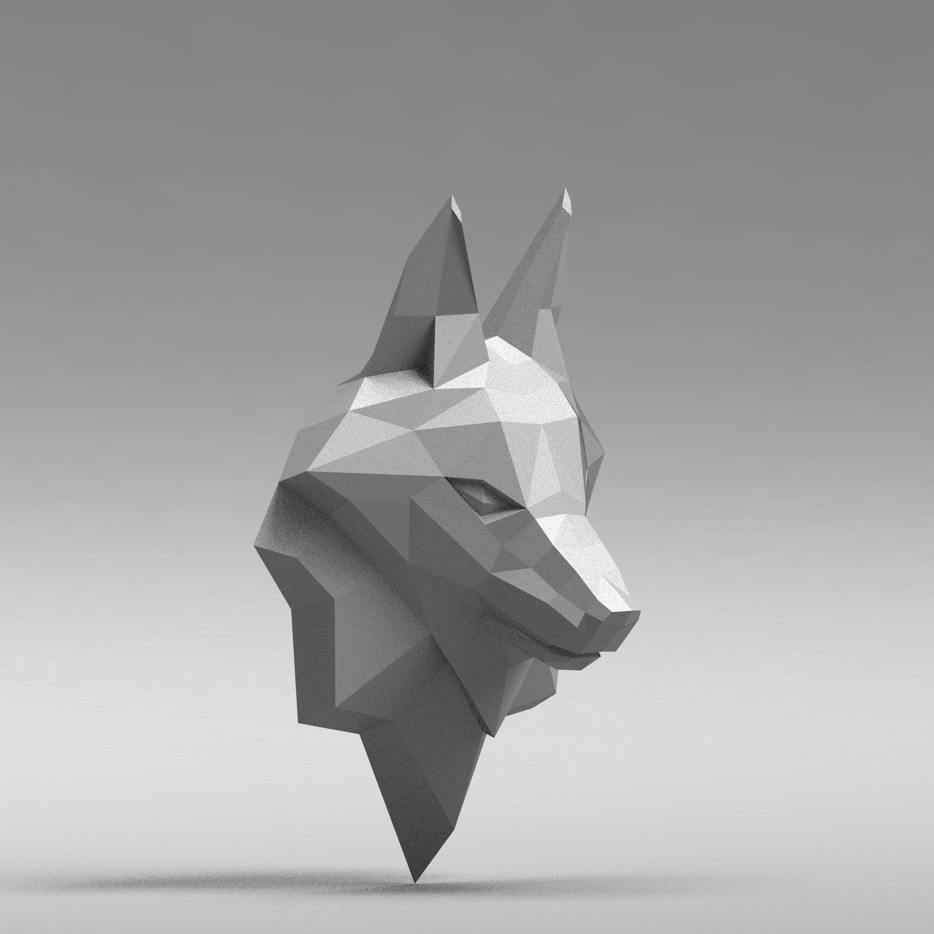 3D Printable polygonal fox head model 3D print model_13