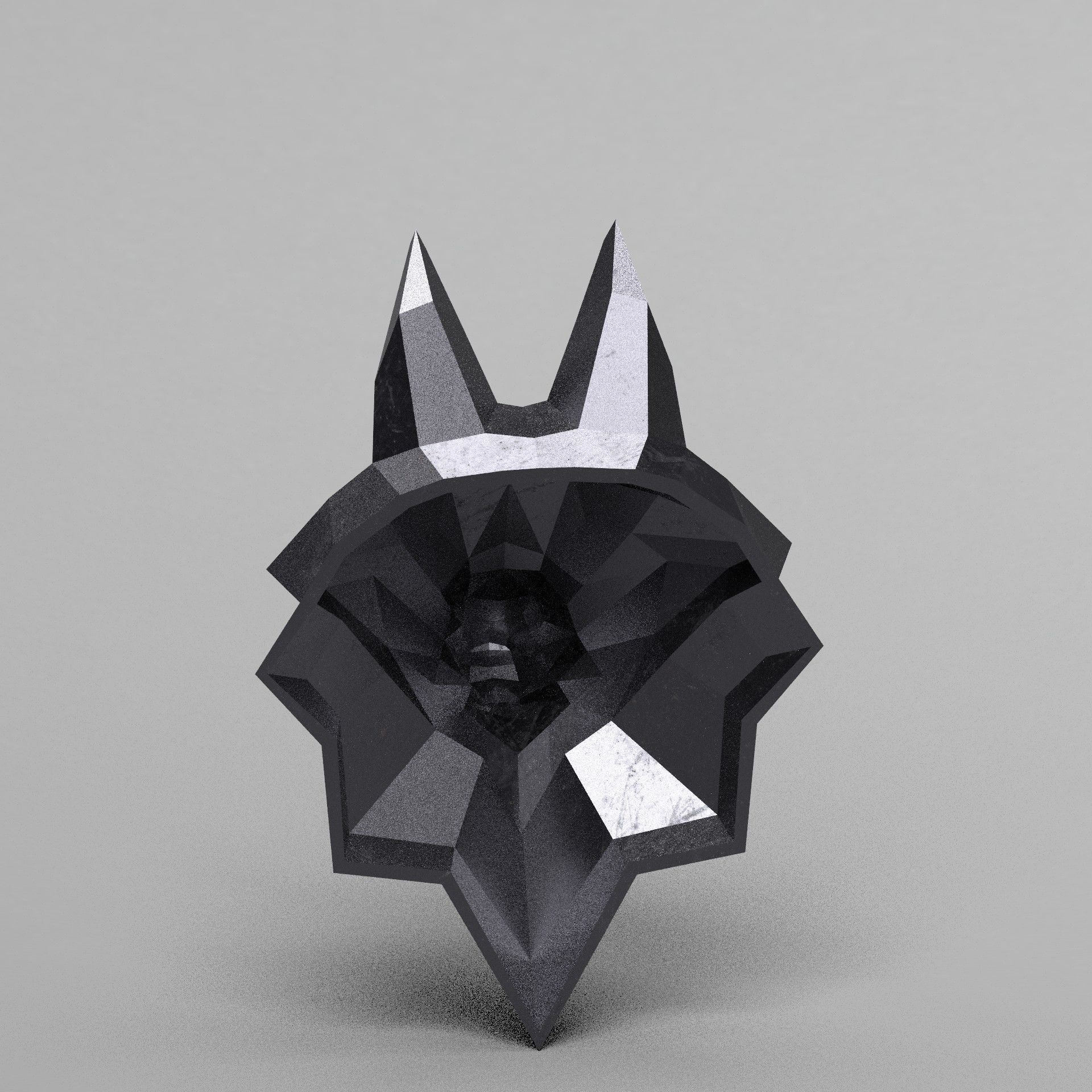 3D Printable polygonal fox head model 3D print model_11