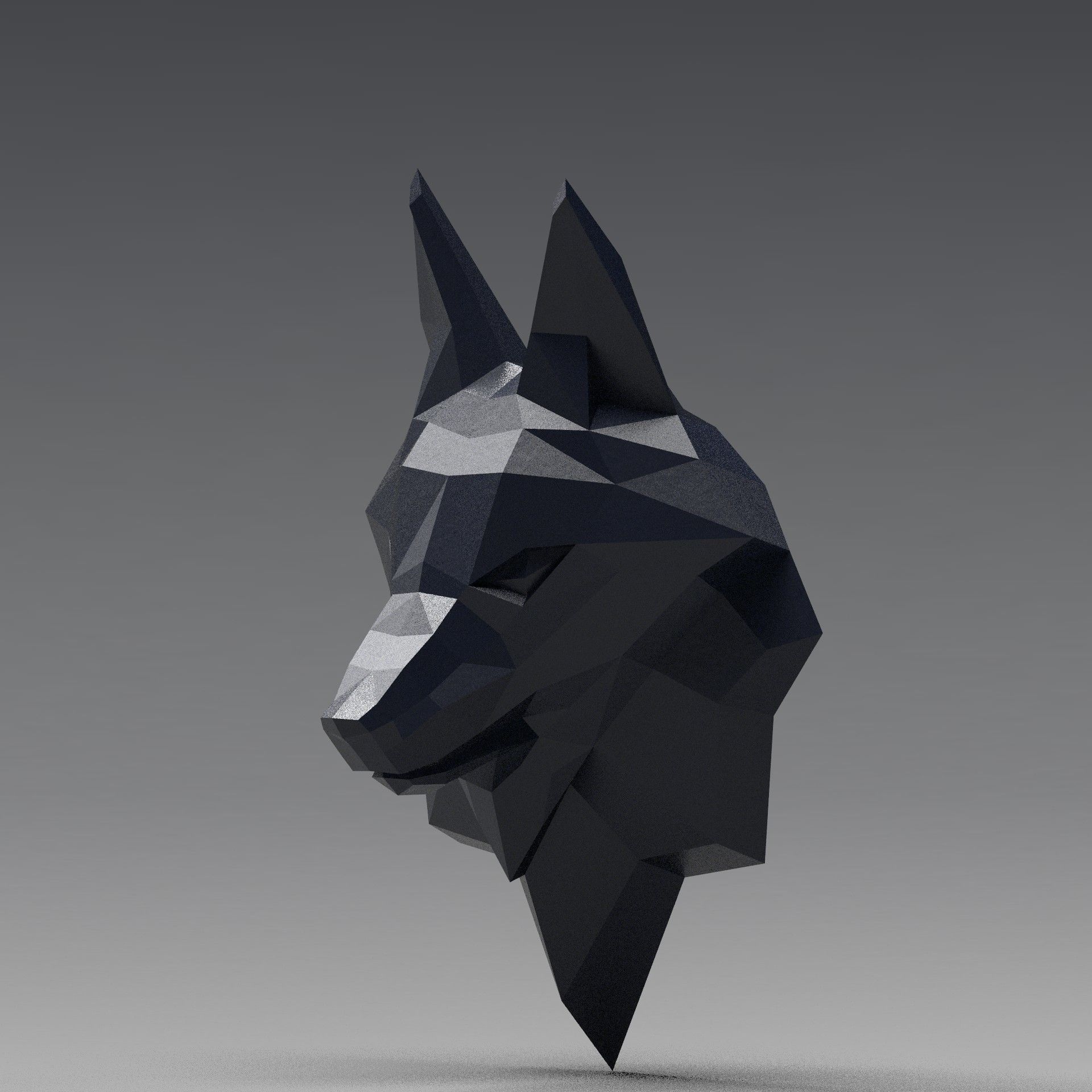 3D Printable polygonal fox head model 3D print model_10