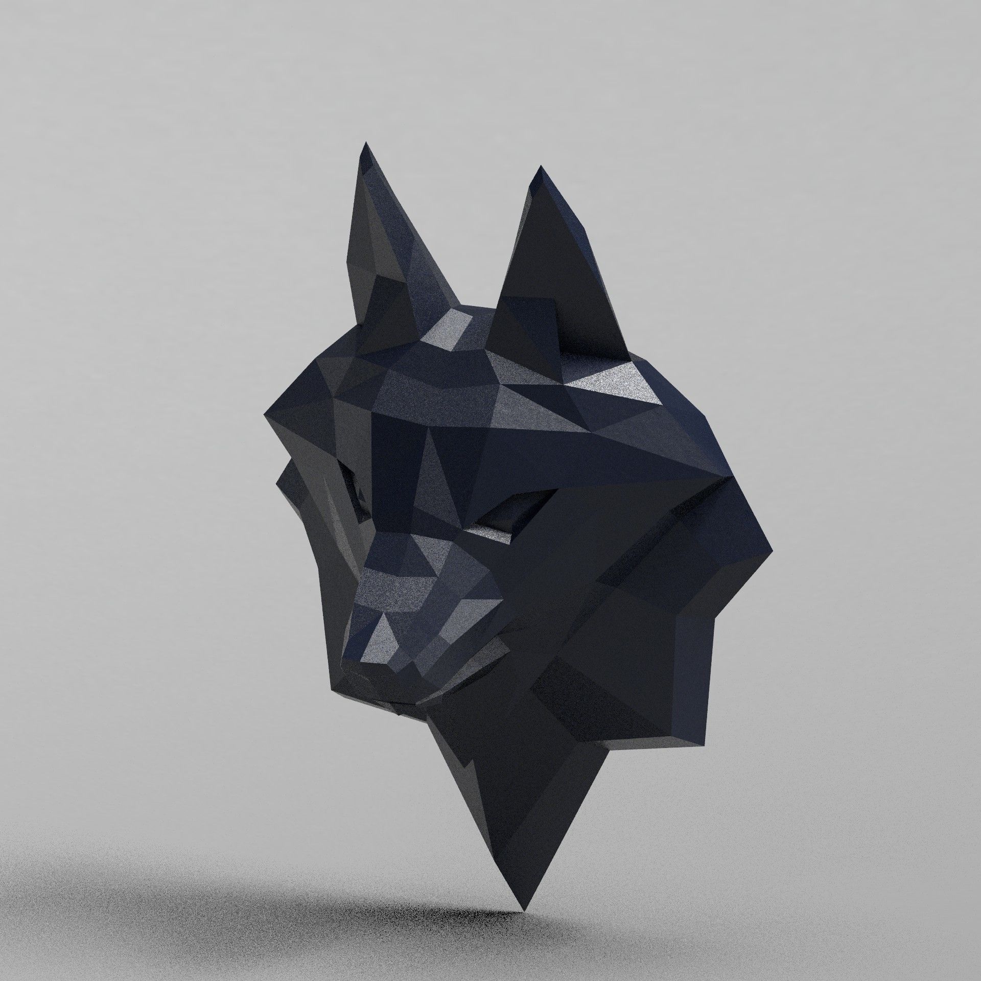 3D Printable polygonal fox head model 3D print model_6