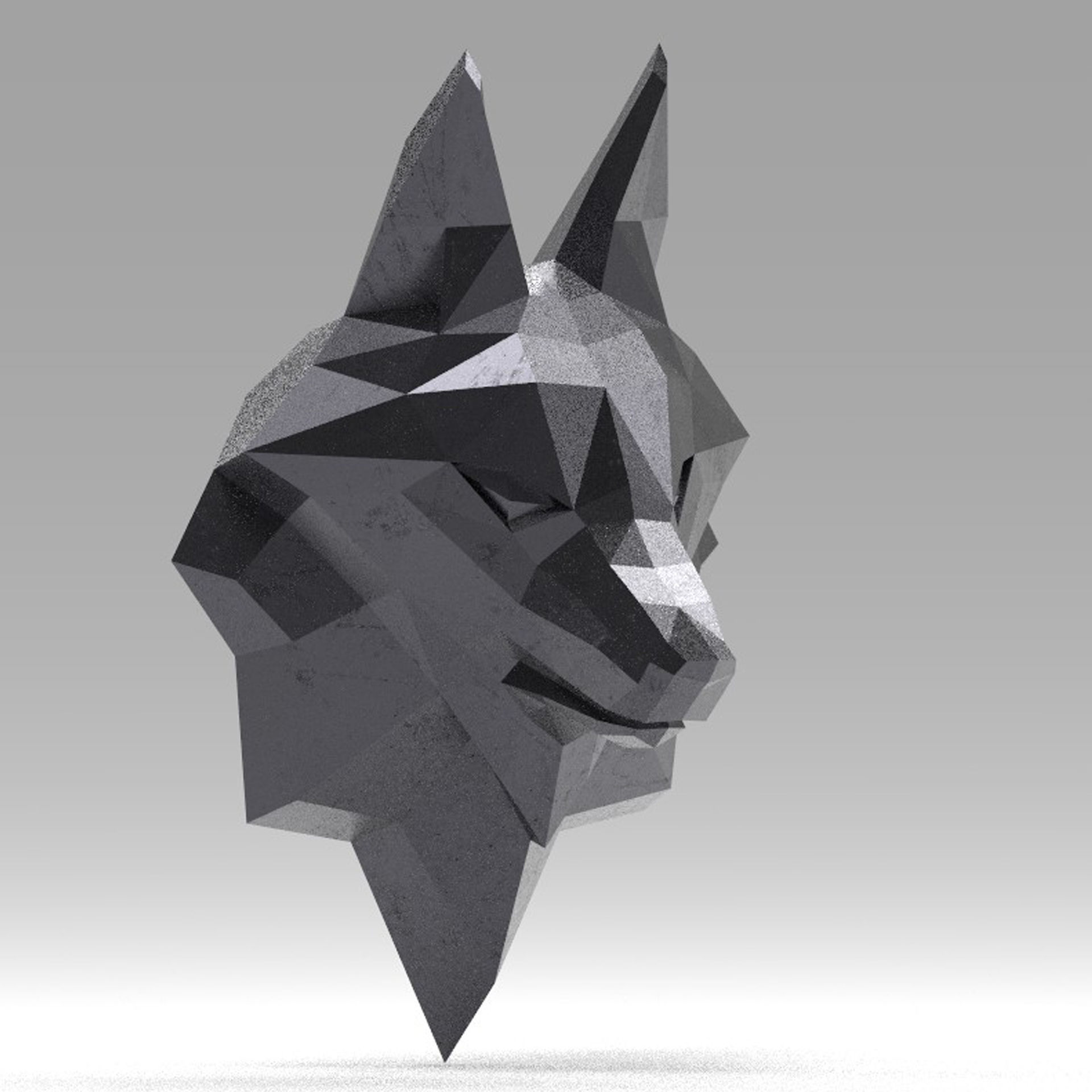 3D Printable polygonal fox head model 3D print model_19