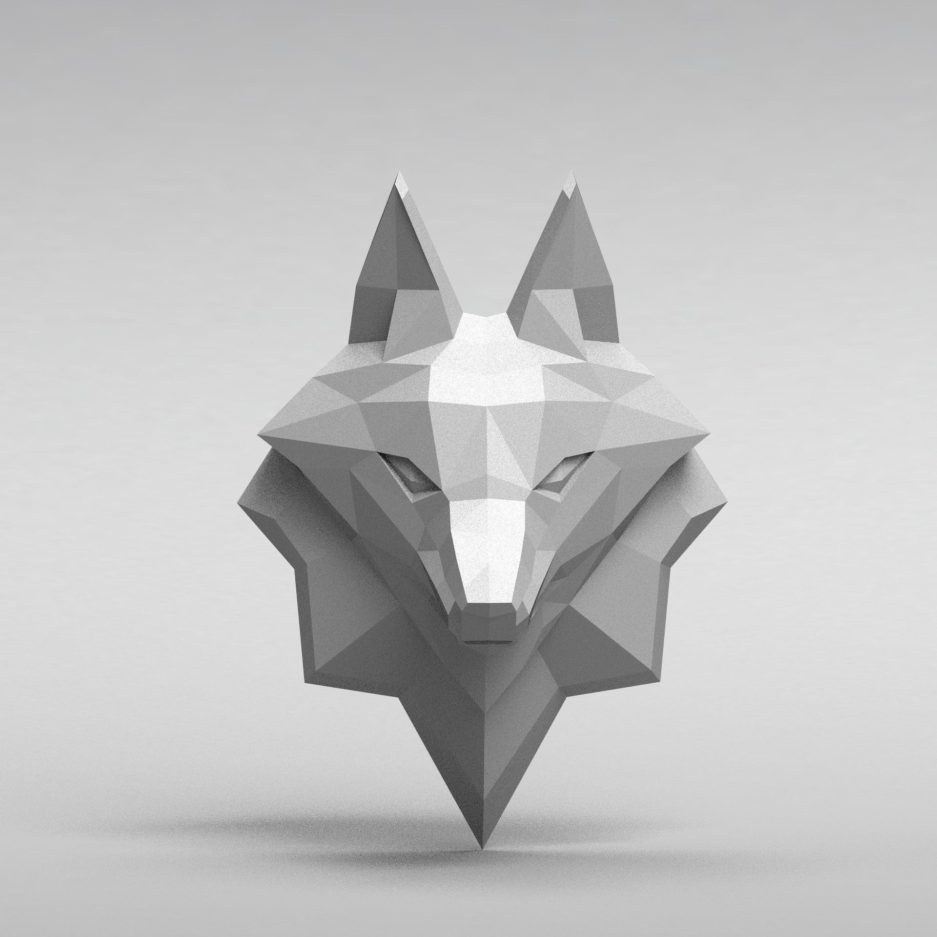 3D Printable polygonal fox head model 3D print model_0