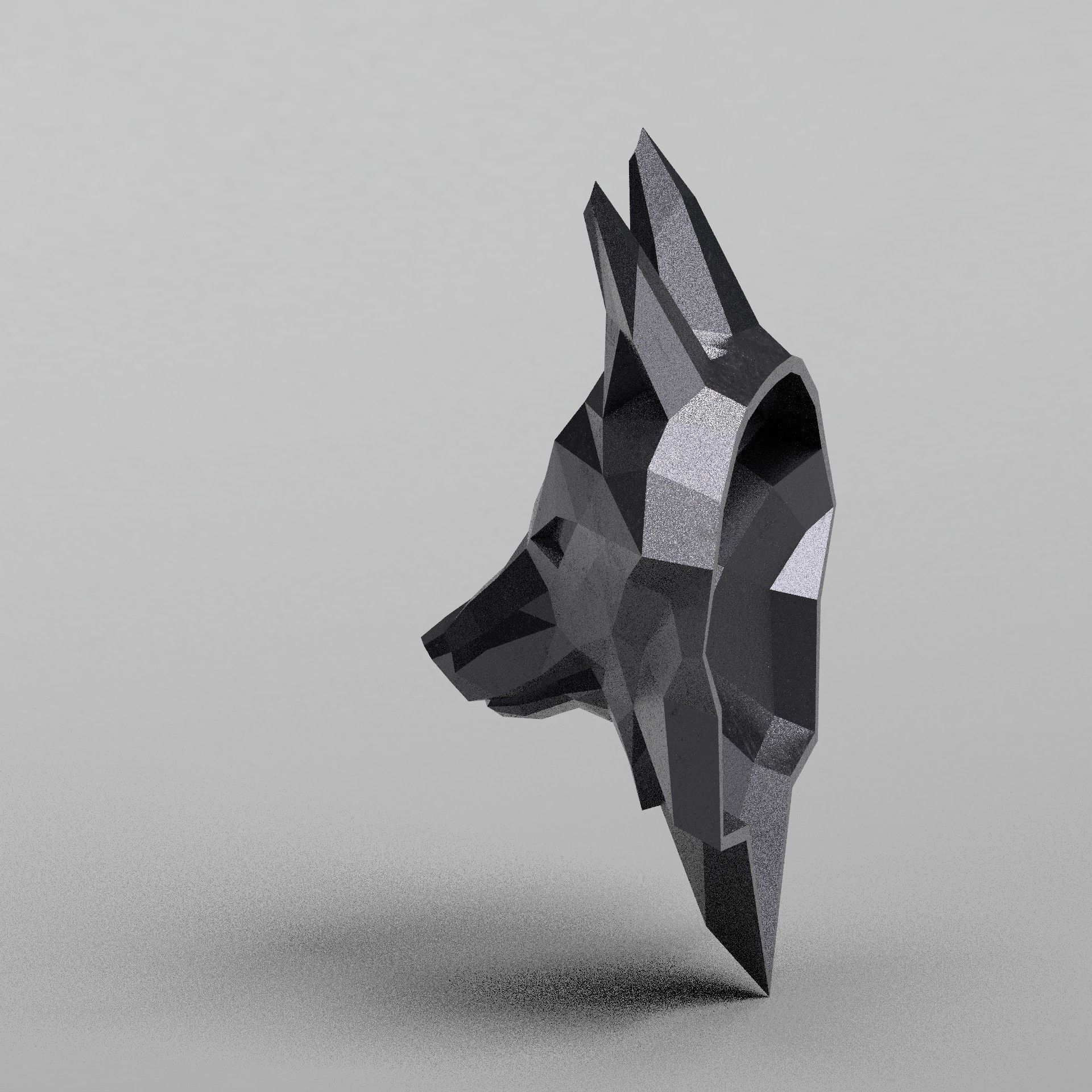 3D Printable polygonal fox head model 3D print model_5