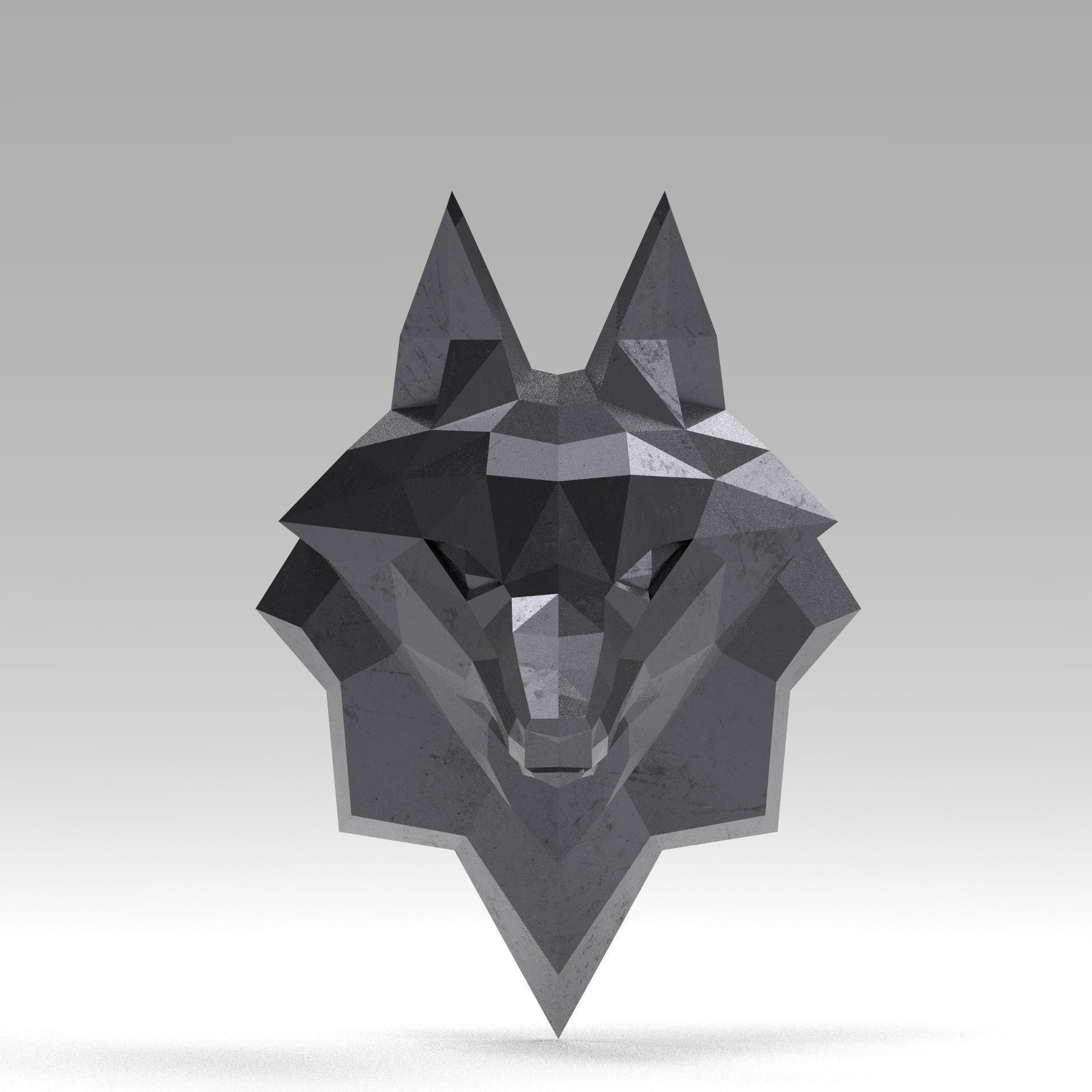 3D Printable polygonal fox head model 3D print model_2