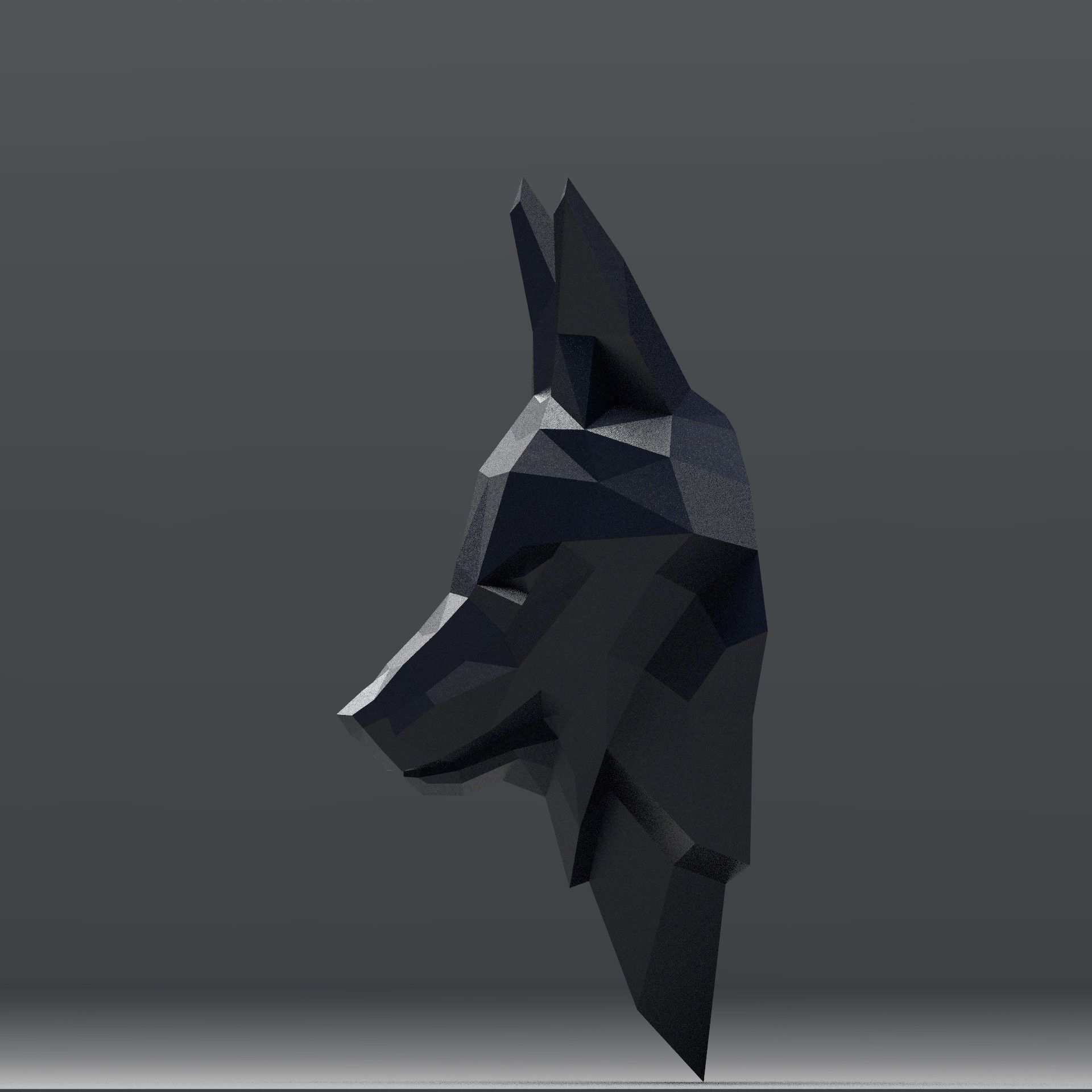 3D Printable polygonal fox head model 3D print model_7