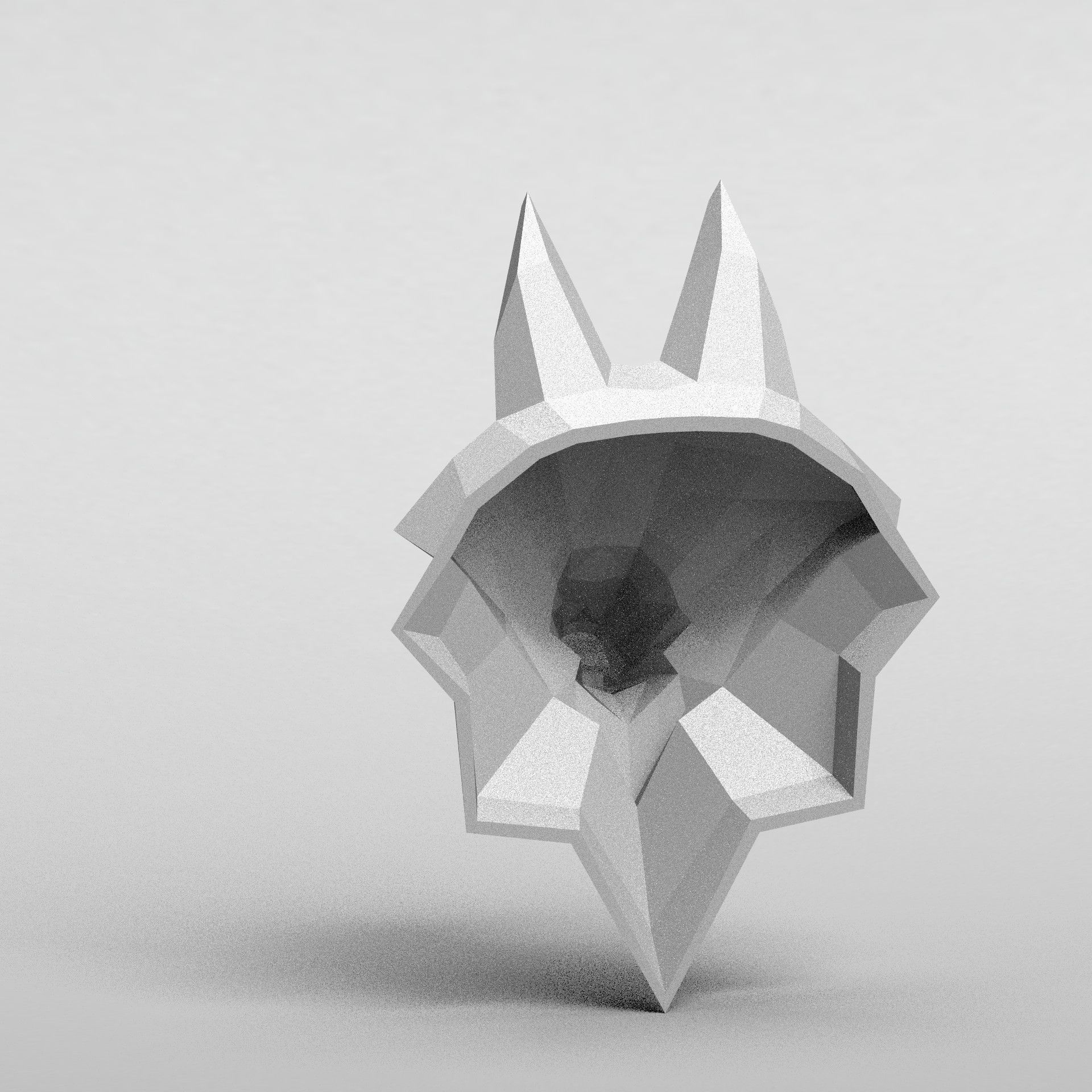 3D Printable polygonal fox head model 3D print model_15