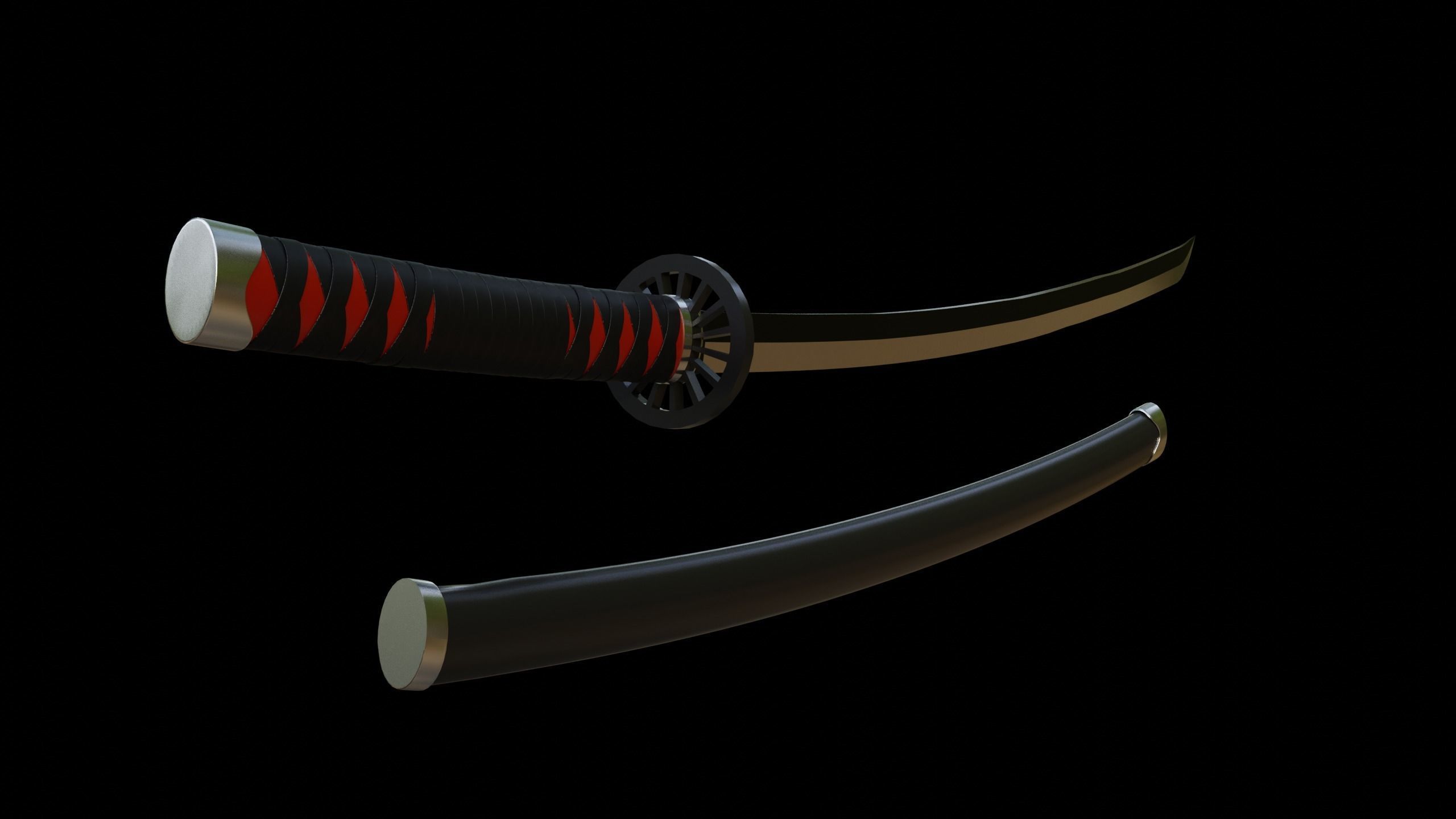 Tanjiro Kamado Katana Low-poly 3D model_2