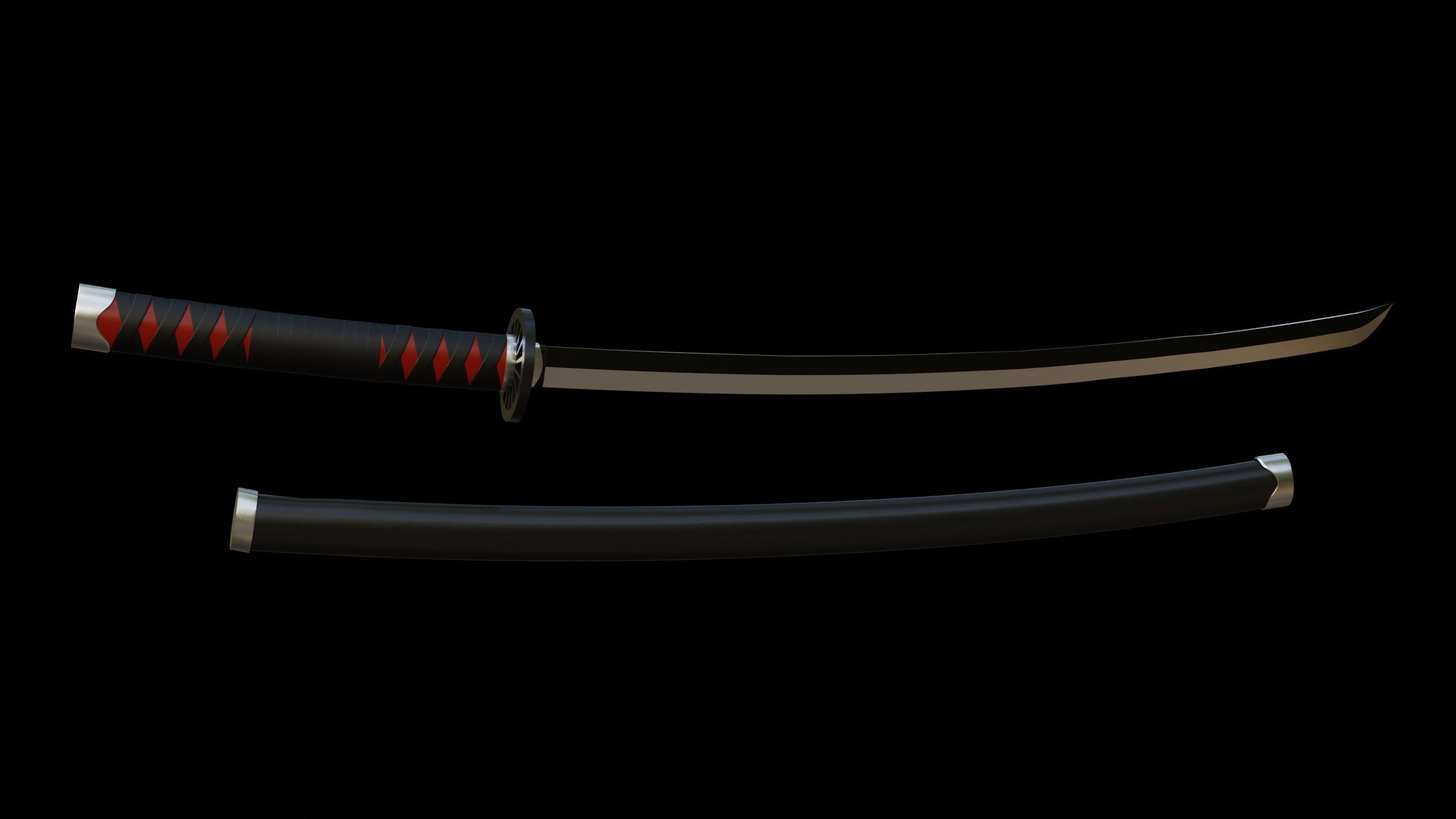 Tanjiro Kamado Katana Low-poly 3D model_1