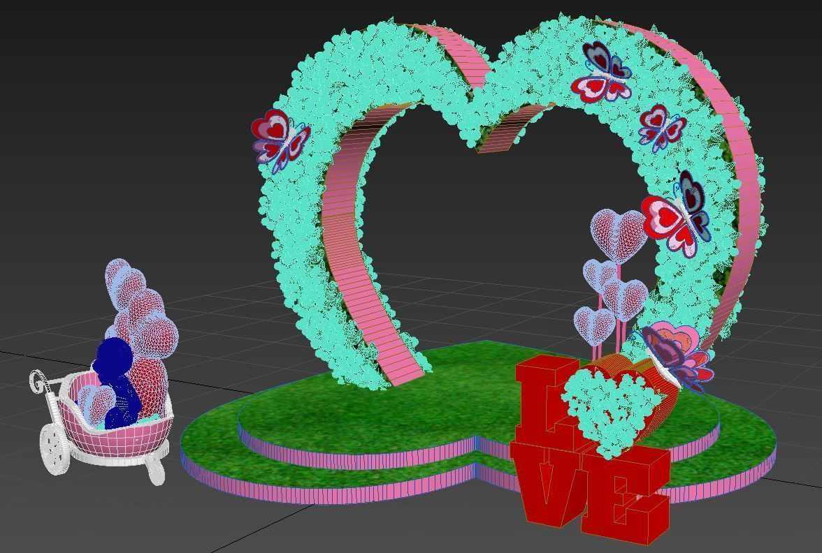 Valentines Mall Decoration 3D model_3