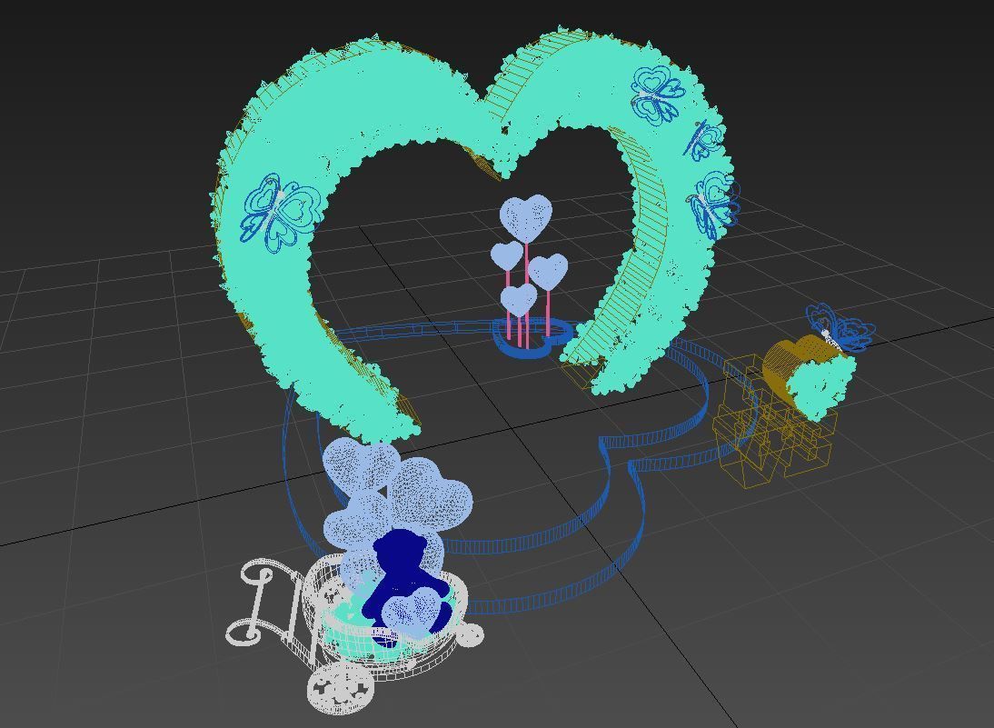 Valentines Mall Decoration 3D model_2