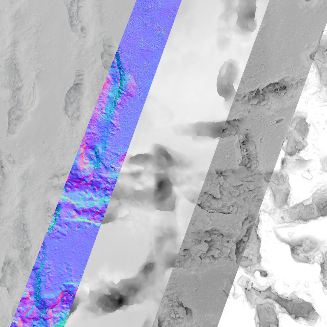 Snow material with footprints 8k seamless 3D model_7