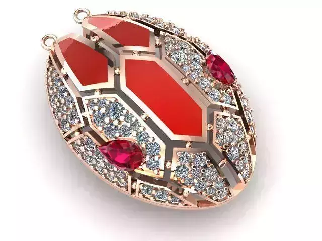 B-128 ruby and diamond pendant in rose gold