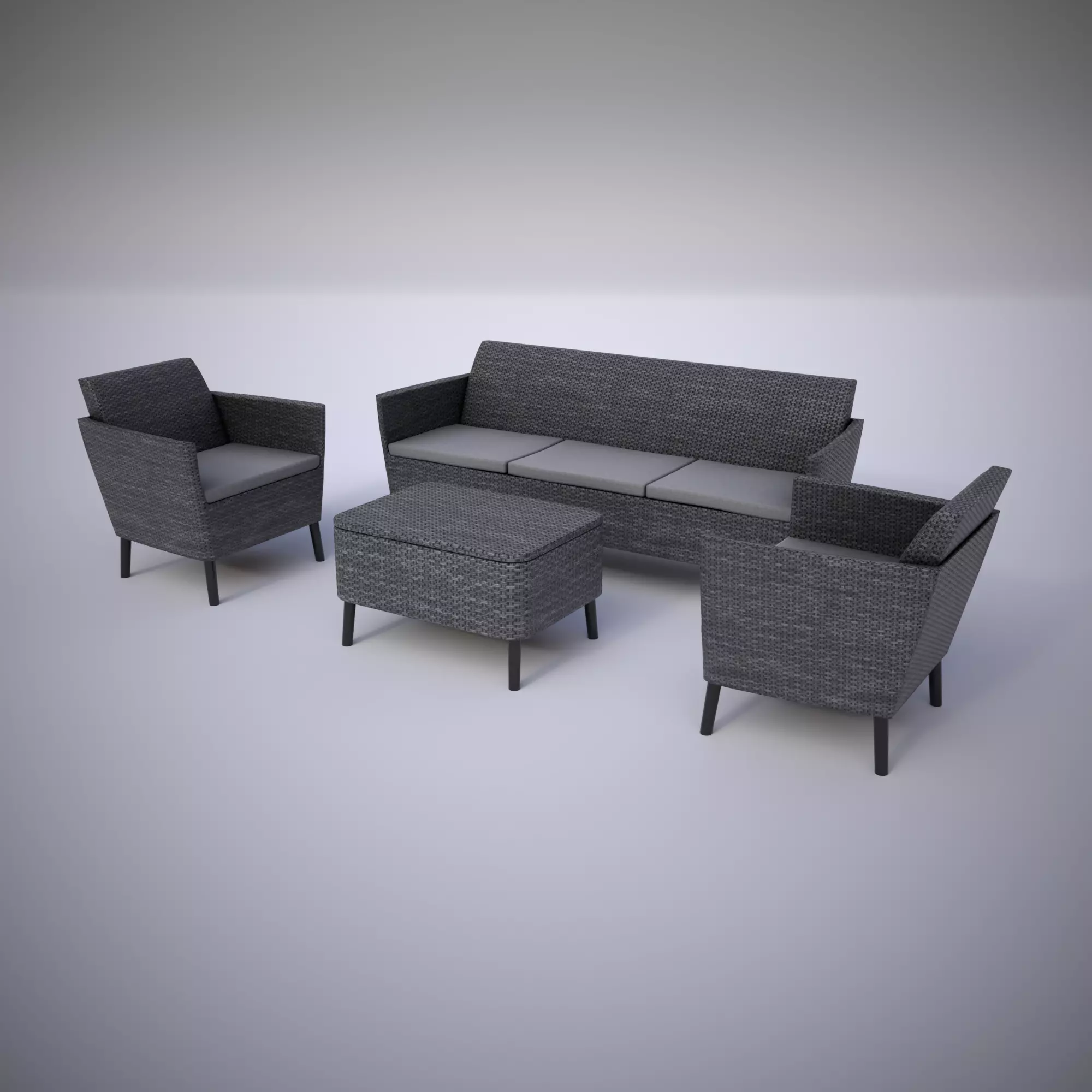 Furniture set of sofas and chairs Free low-poly 3D model
