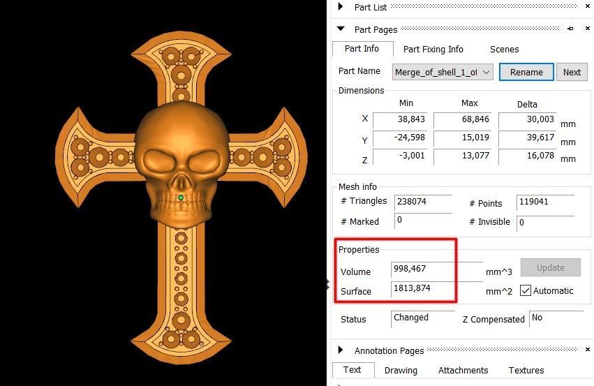 Skull cross chain links 3D print model_2